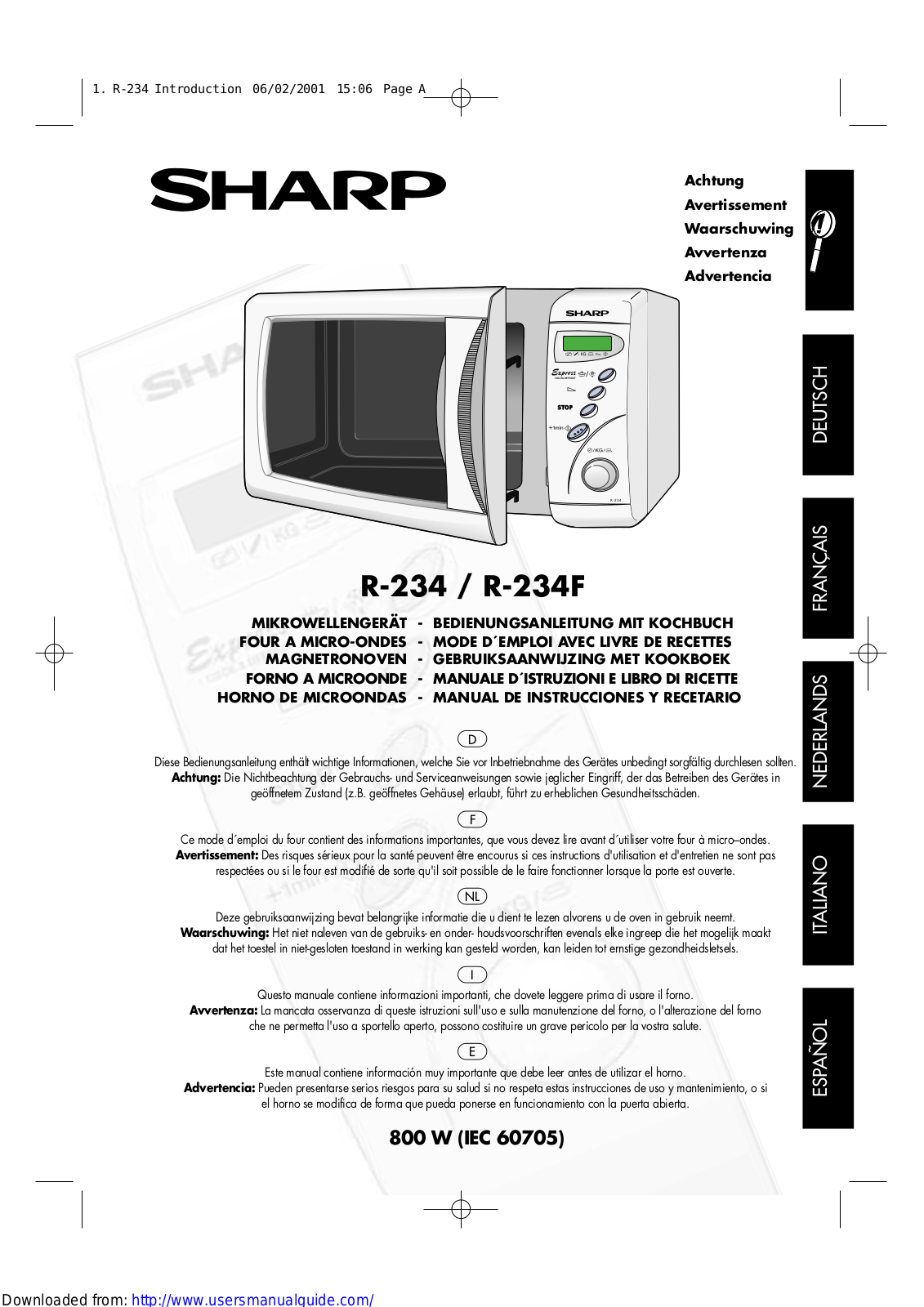 SHARP R-234, R-234F User Manual