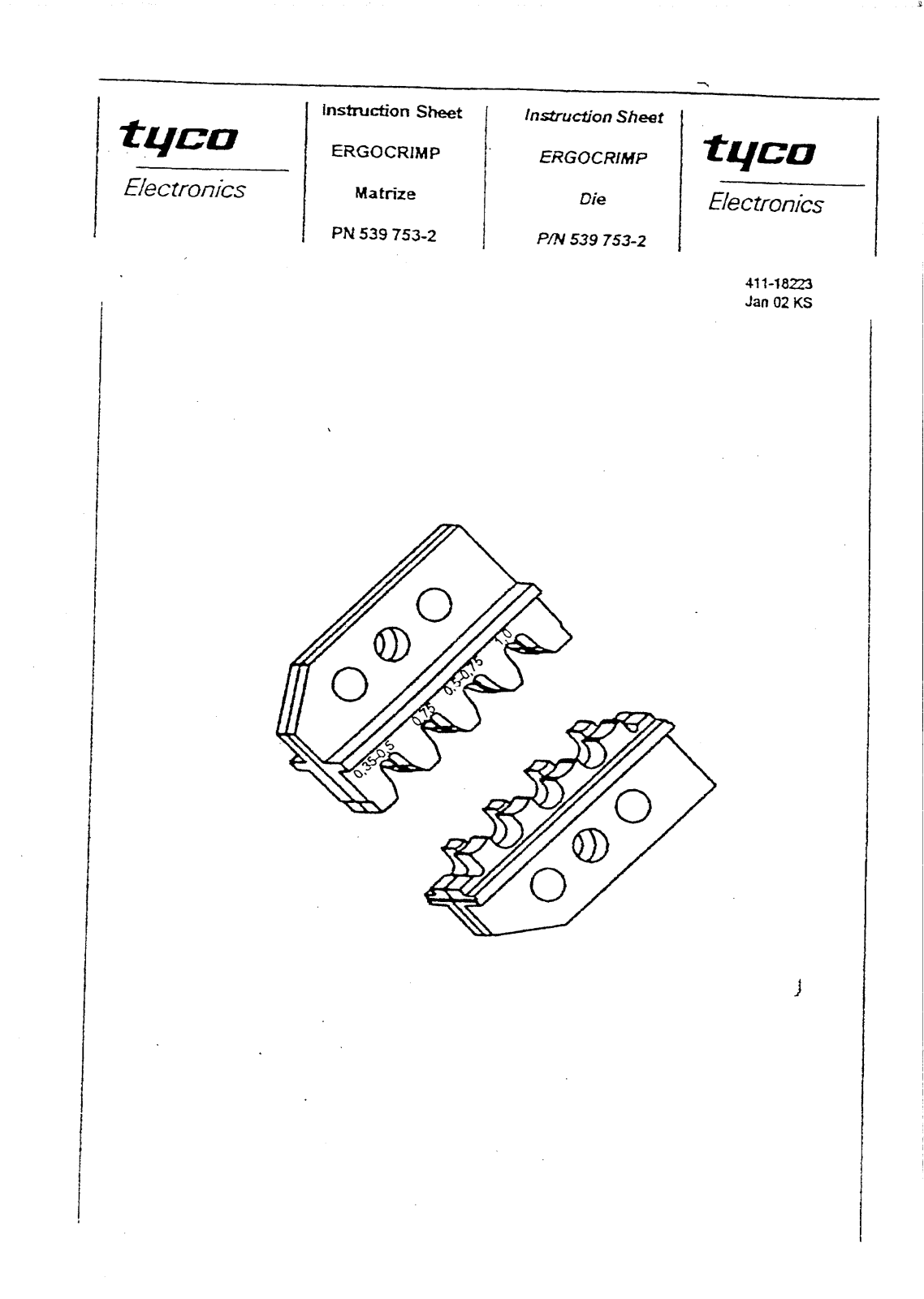 Tyco Electronics 539 753-2 Instruction Sheet