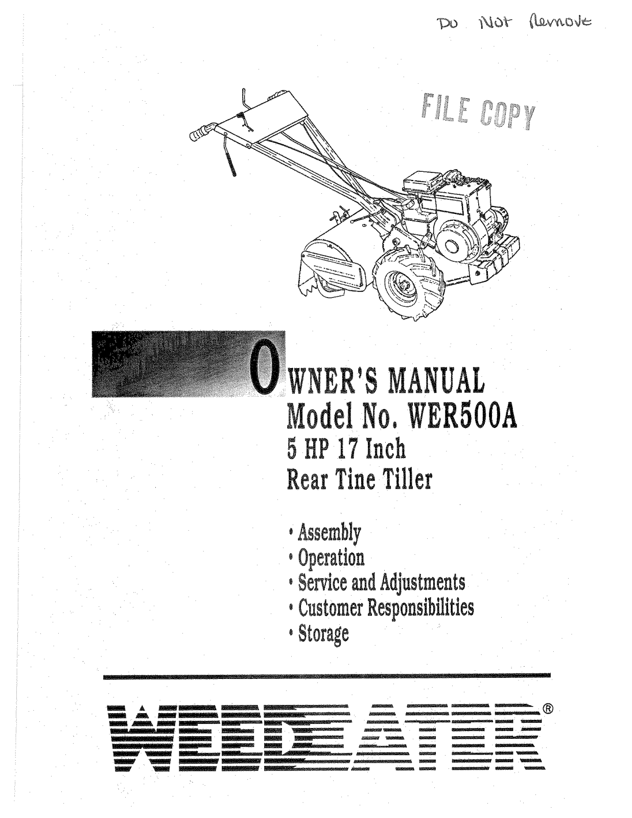 Weed Eater WER500A User Manual