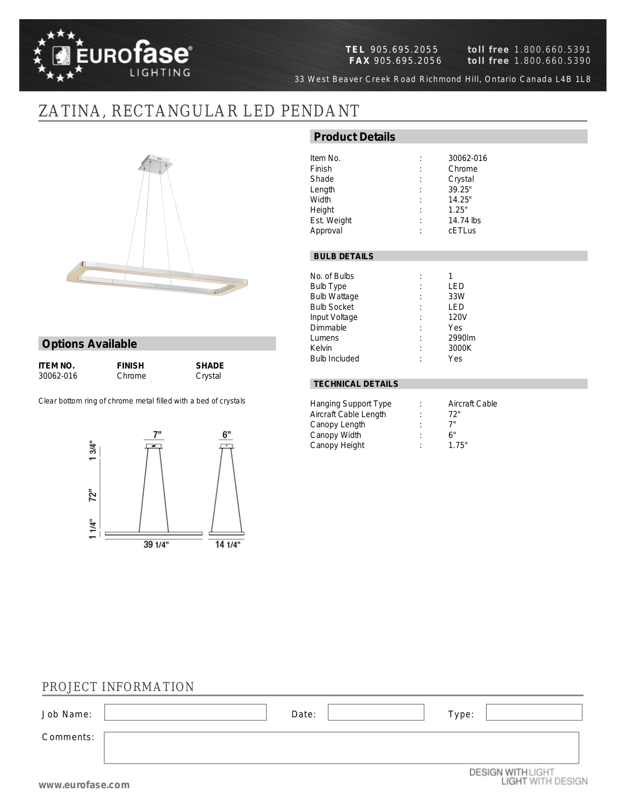 Eurofase XEO4154 Specifications - ManualMachine.com