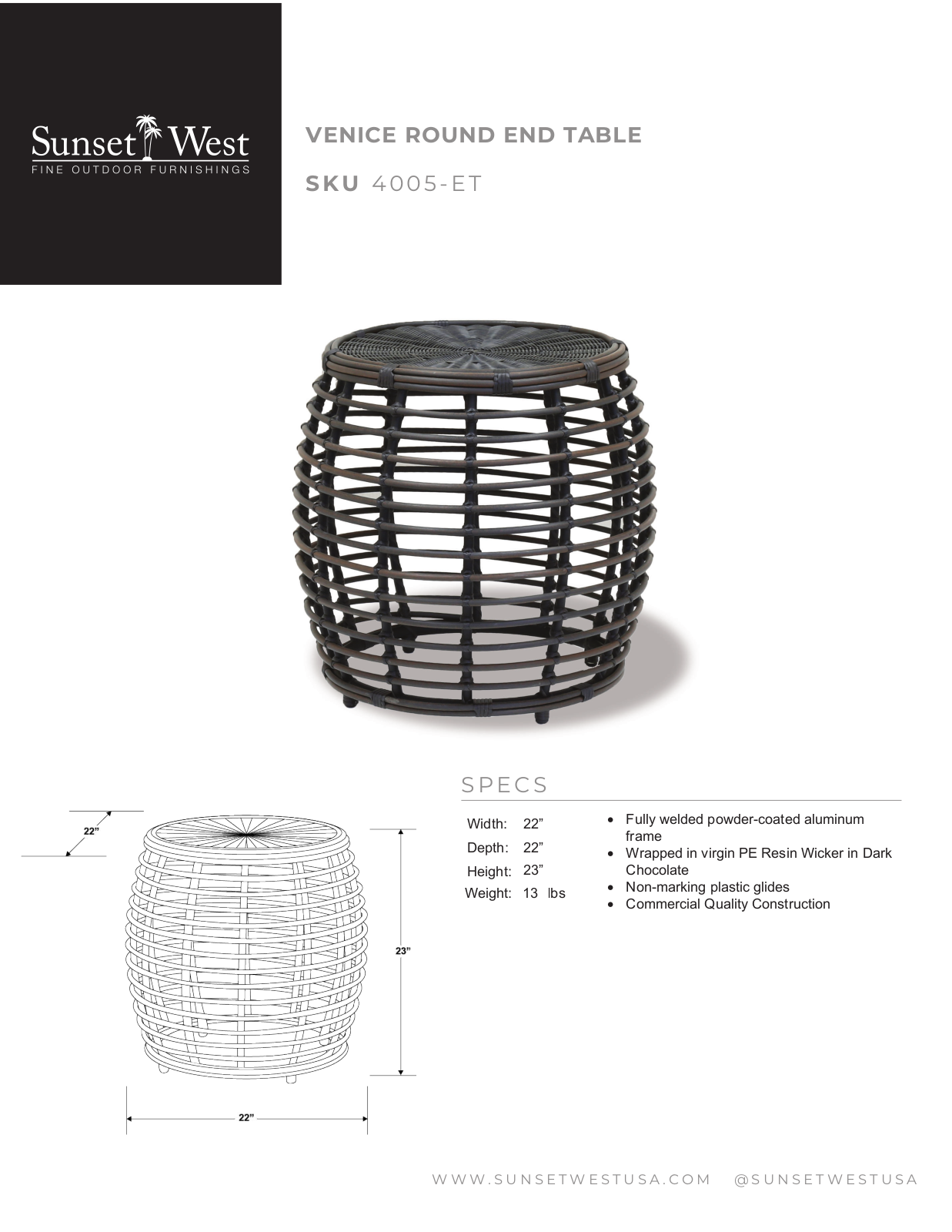 Sunset West XSW1683 Specifications - ManualMachine.com