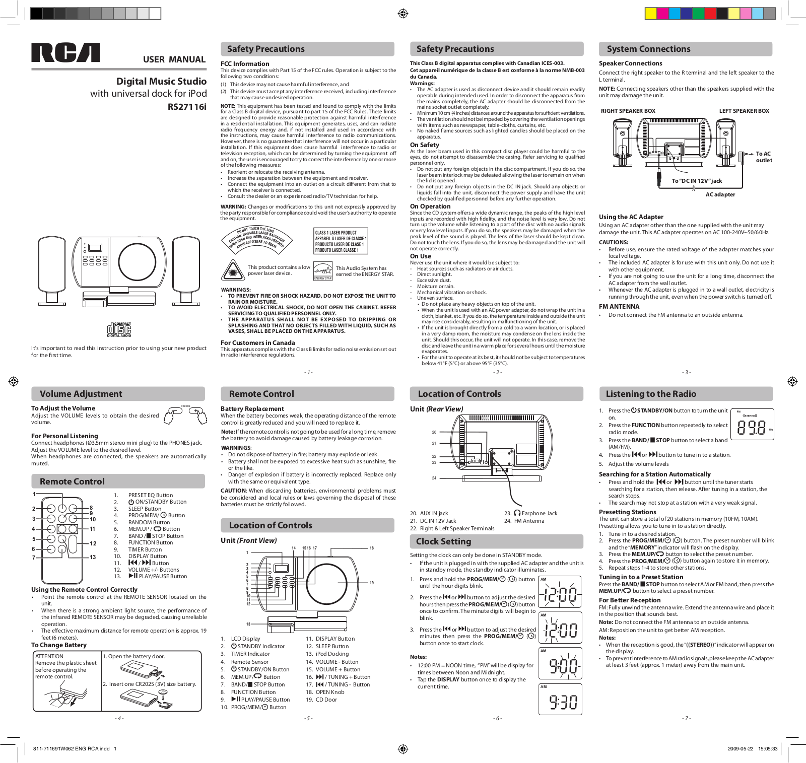 RCA RS27116I User Manual