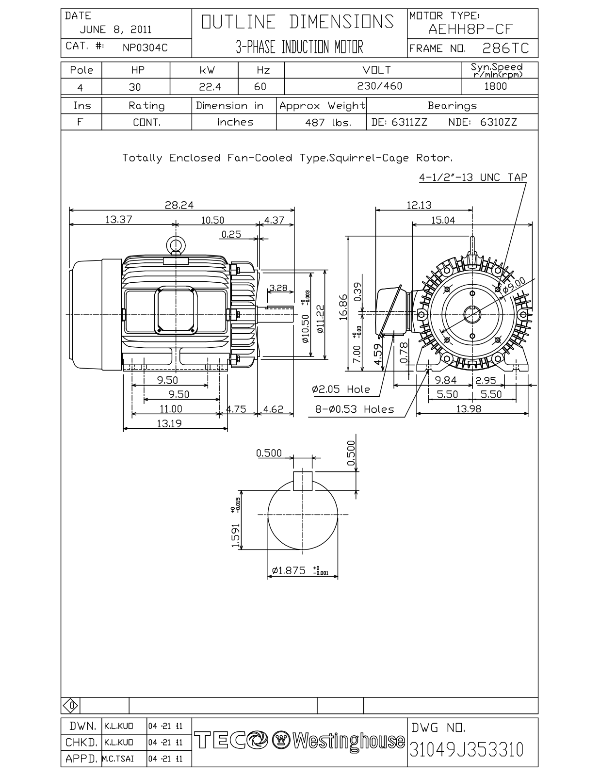 Datasheet NP0304C Reference Drawing (Teco) - ManualMachine.com