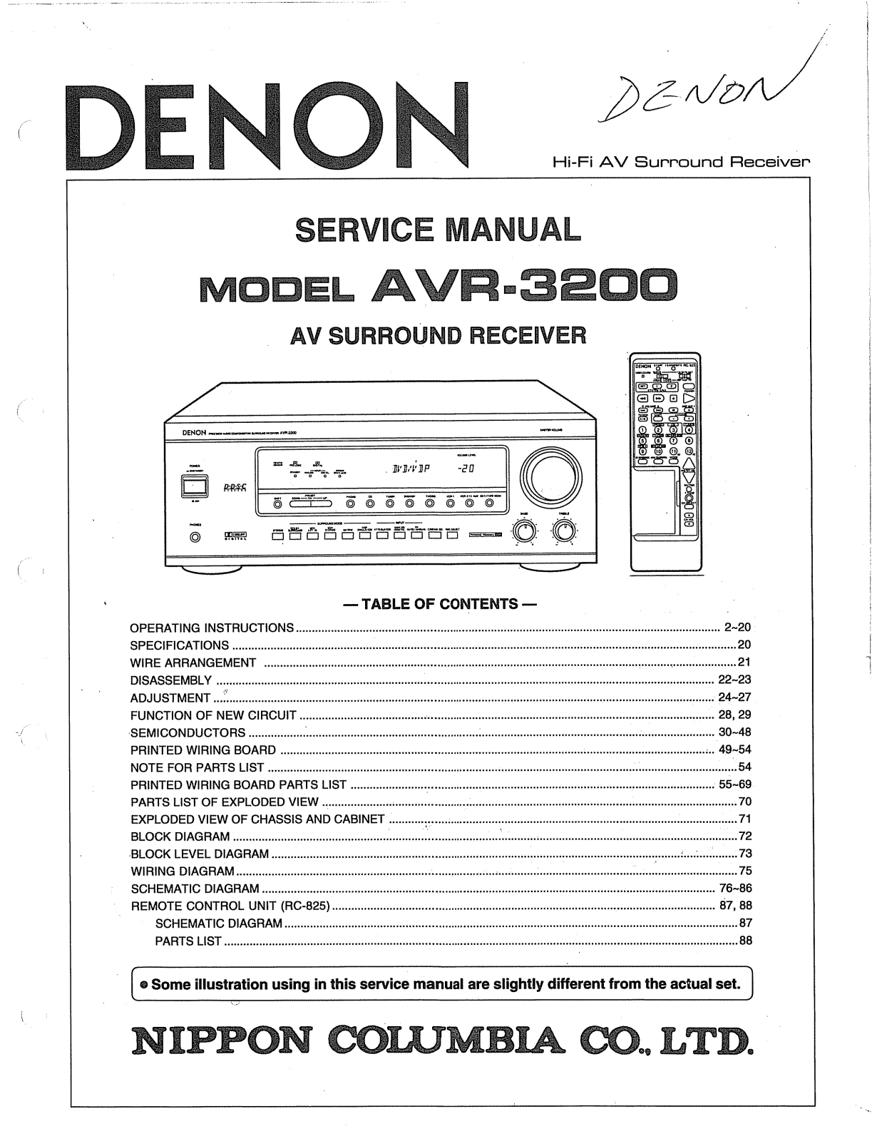 Denon AVR-3200 Service Manual