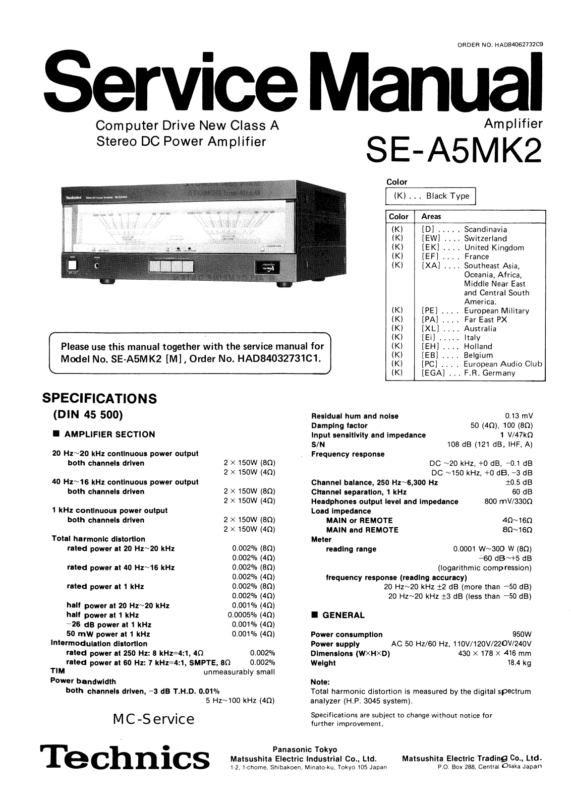 Technics SCHT-440, SEA-5 Mk2 Service manual