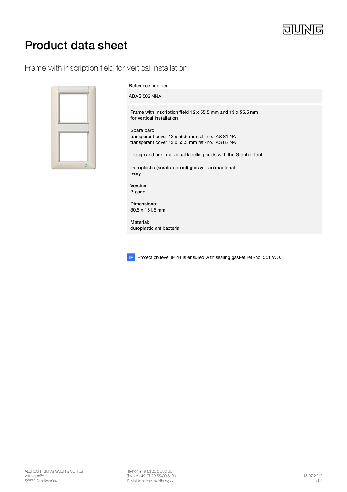 Jung ABAS 582 NA User Manual