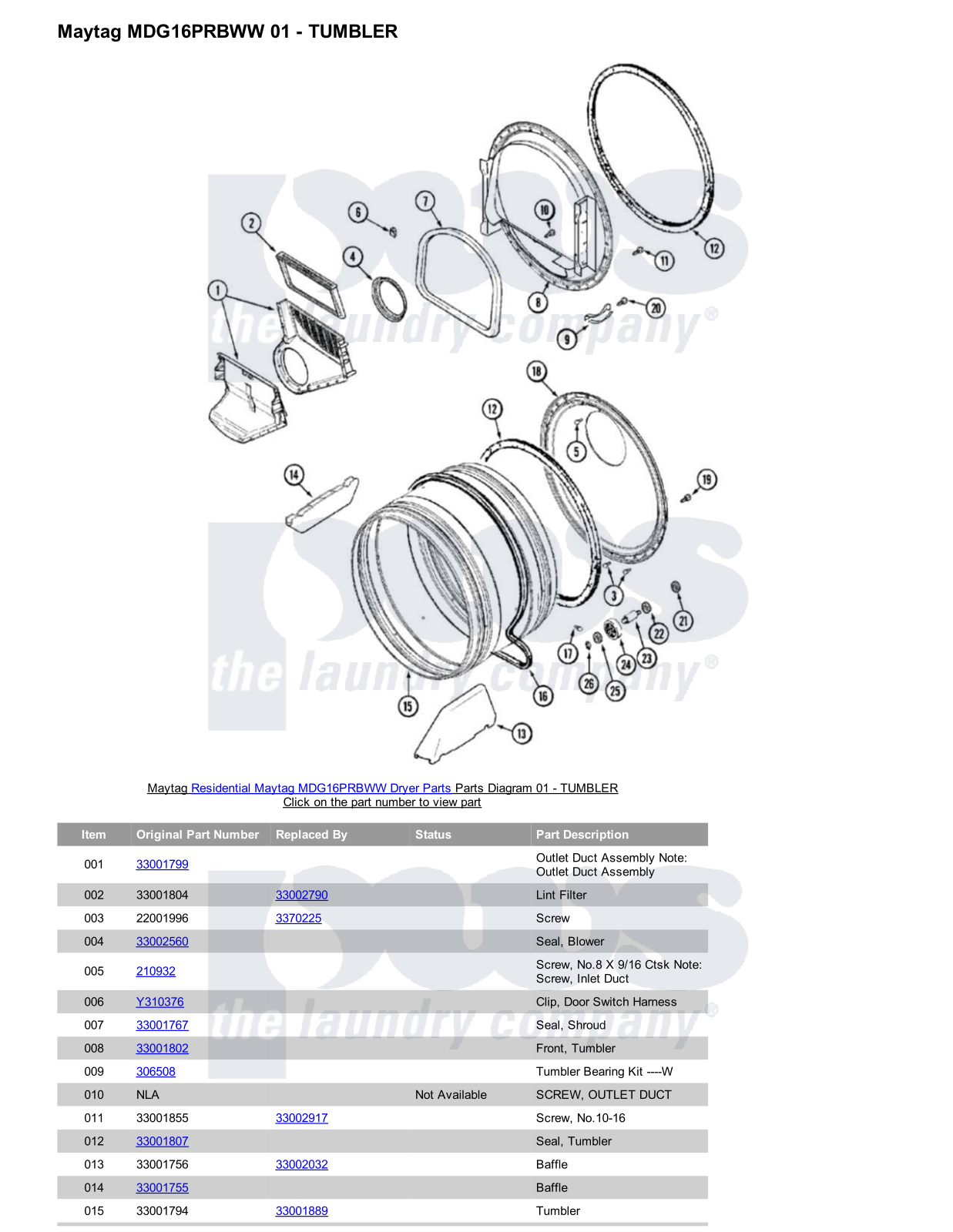 Maytag MDG16PRBWW Parts Diagram