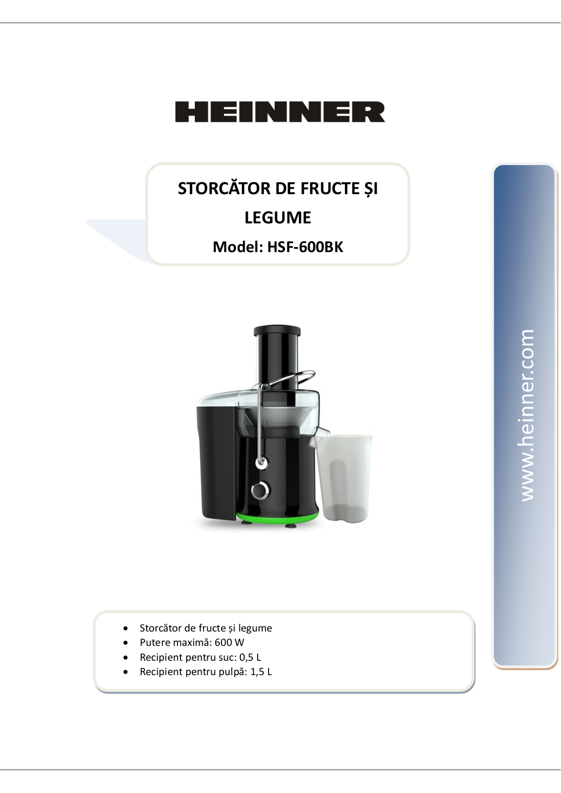 Heinner HSF-600BK User guide - ManualMachine.com