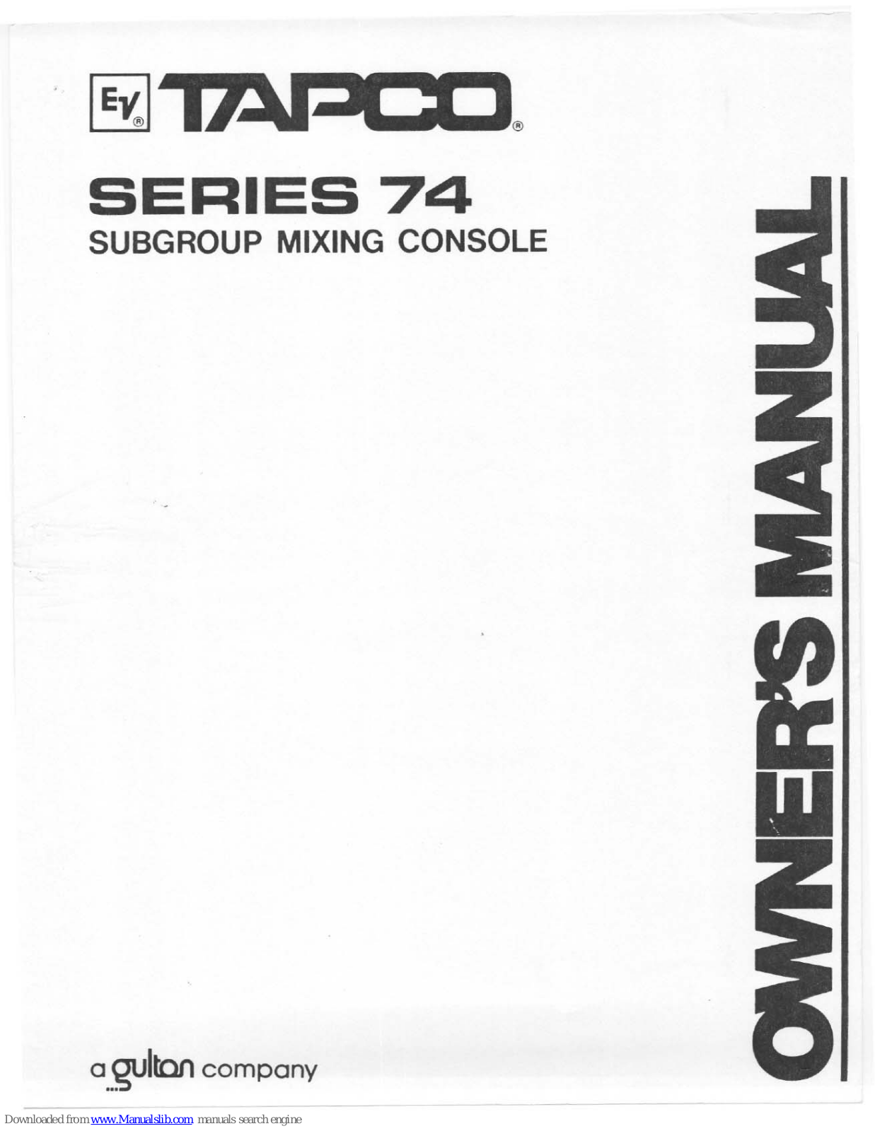 Tapco 74 series User Manual