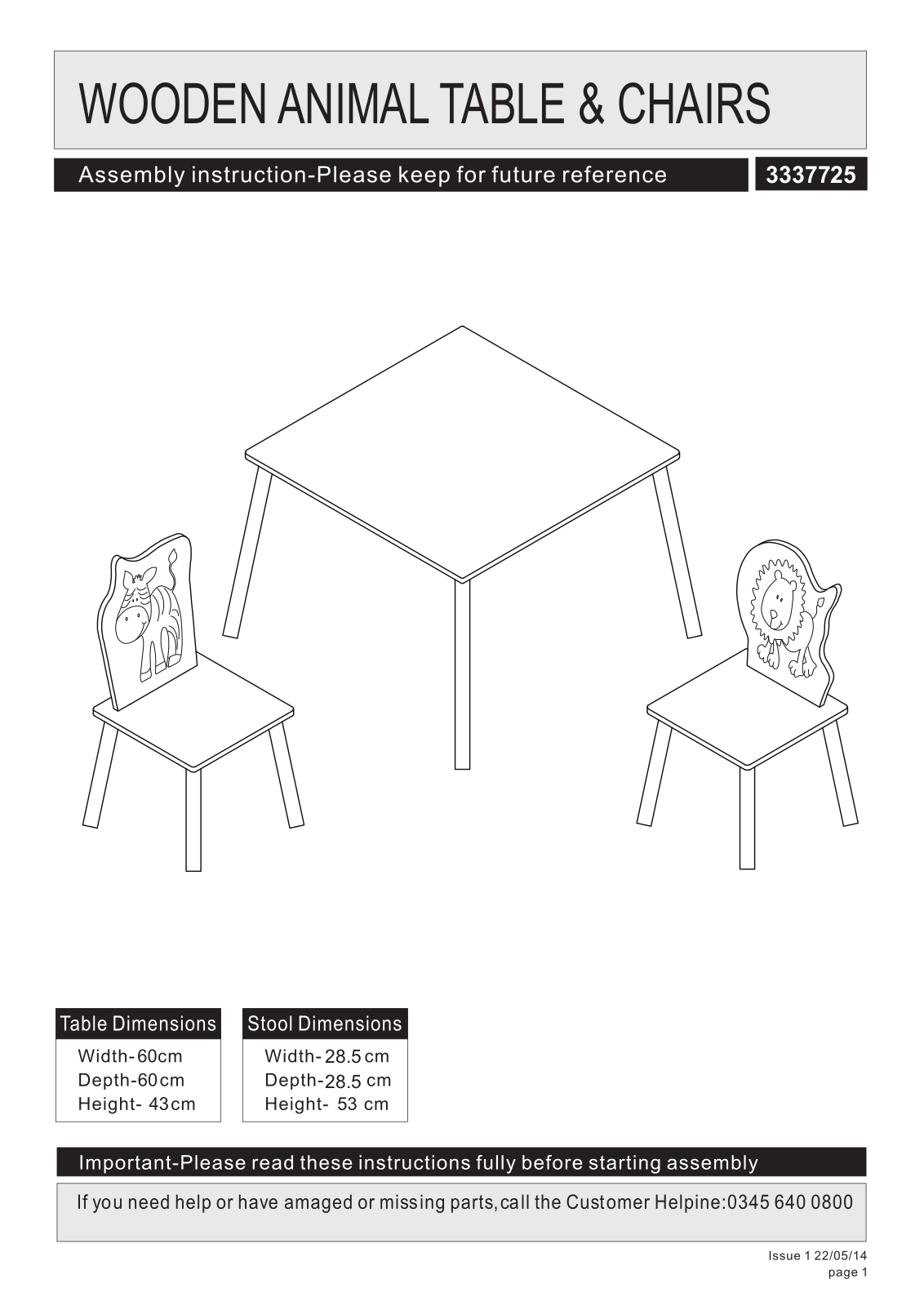 Argos 3337725 ASSEMBLY INSTRUCTIONS