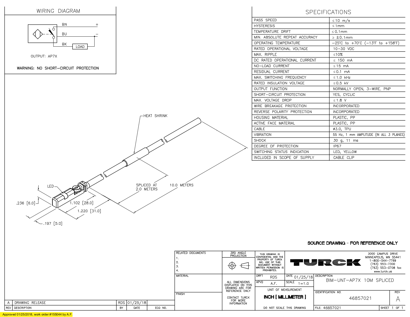 Turck BIM-UNT-AP7X10MSPLICED Data Sheet