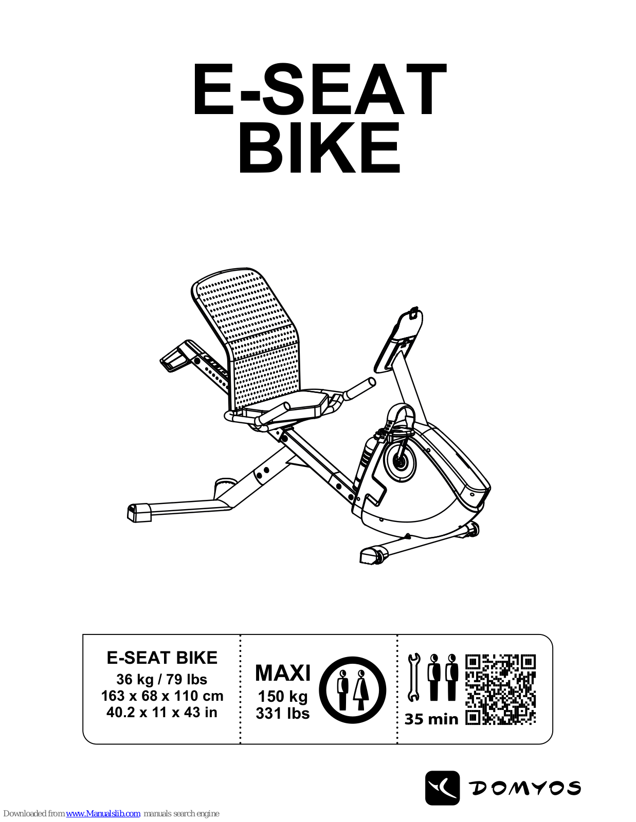 Domyos E-SEAT, E Fold Bike, E Energy Original Instructions Manual