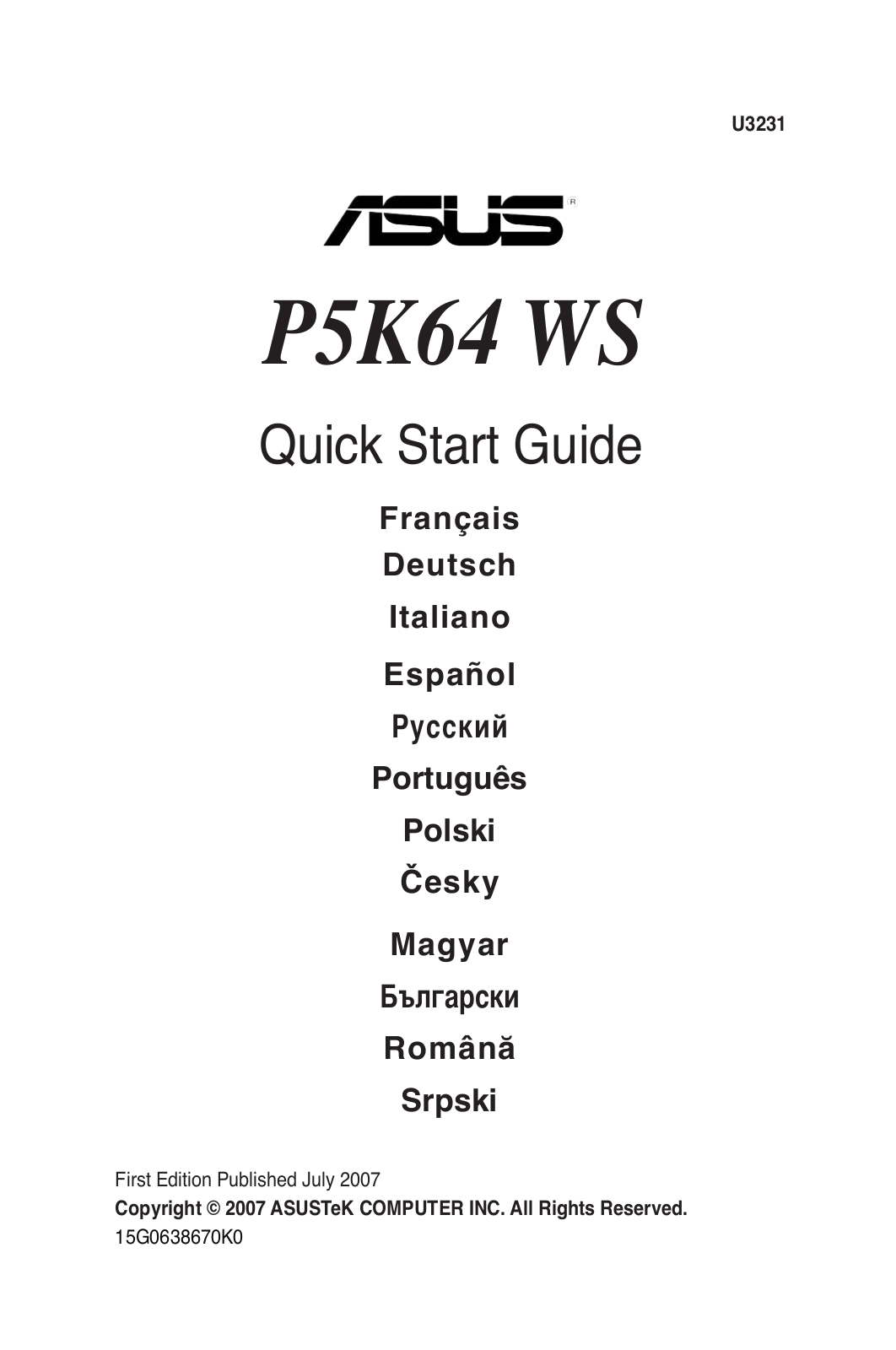 Asus P5K64 WS User Manual