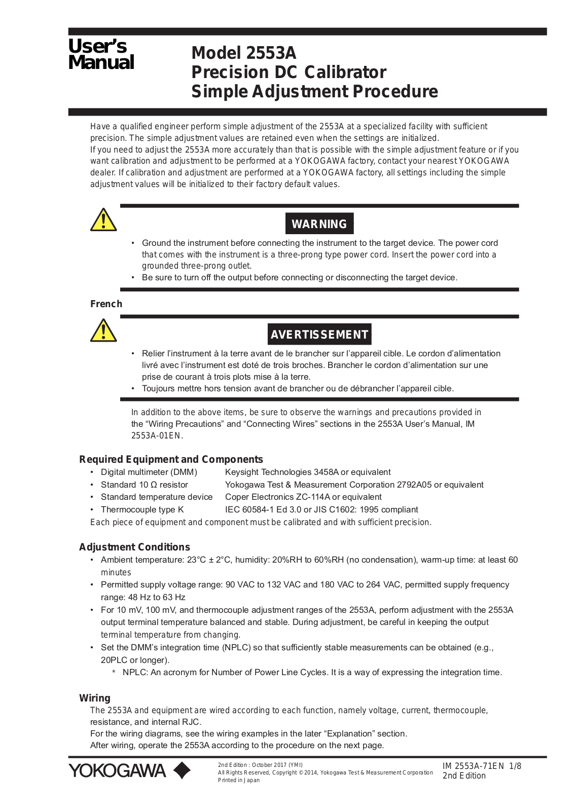 YOKOGAWA 2553A User Manual