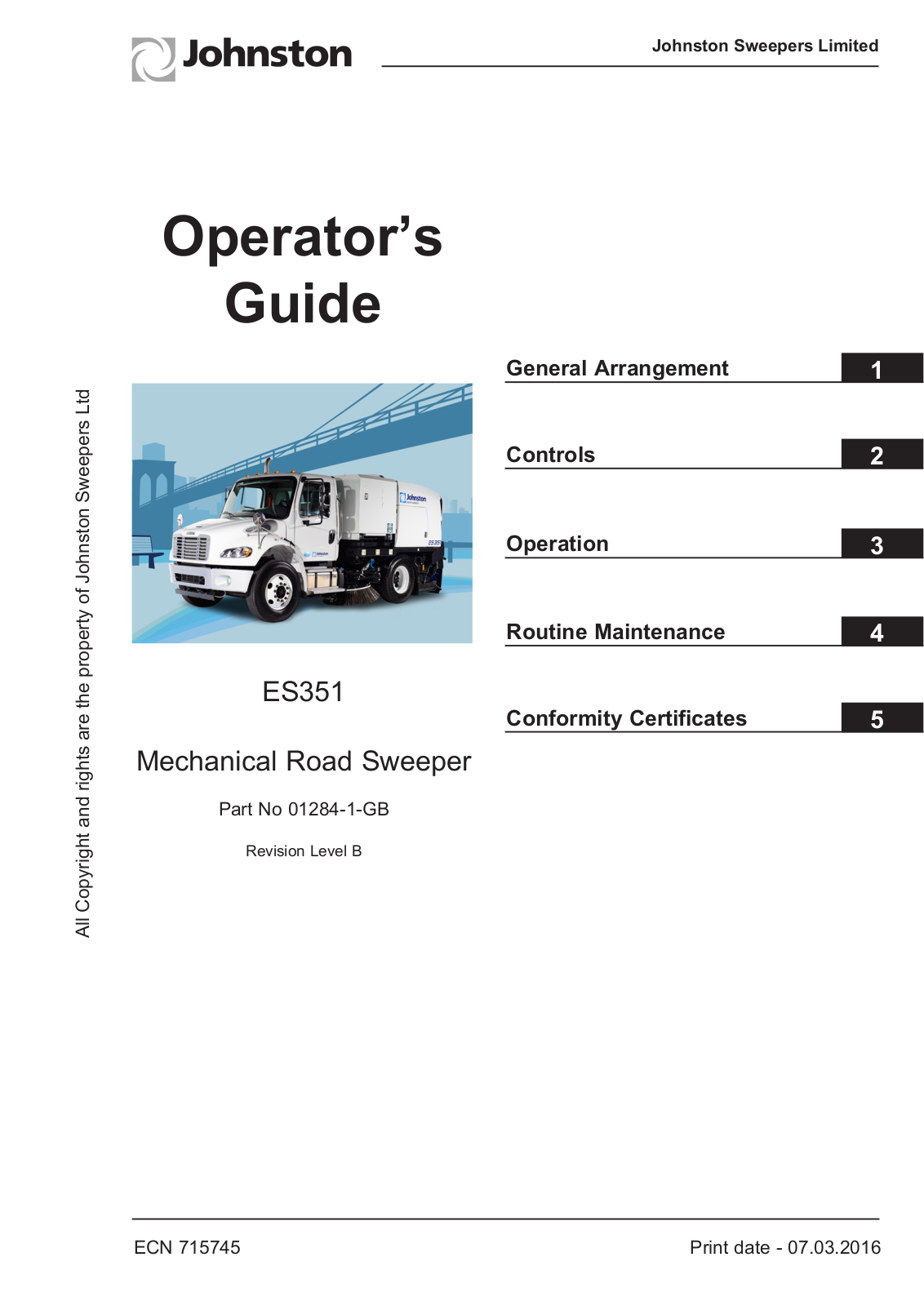 Johnston es351 Operators Manual