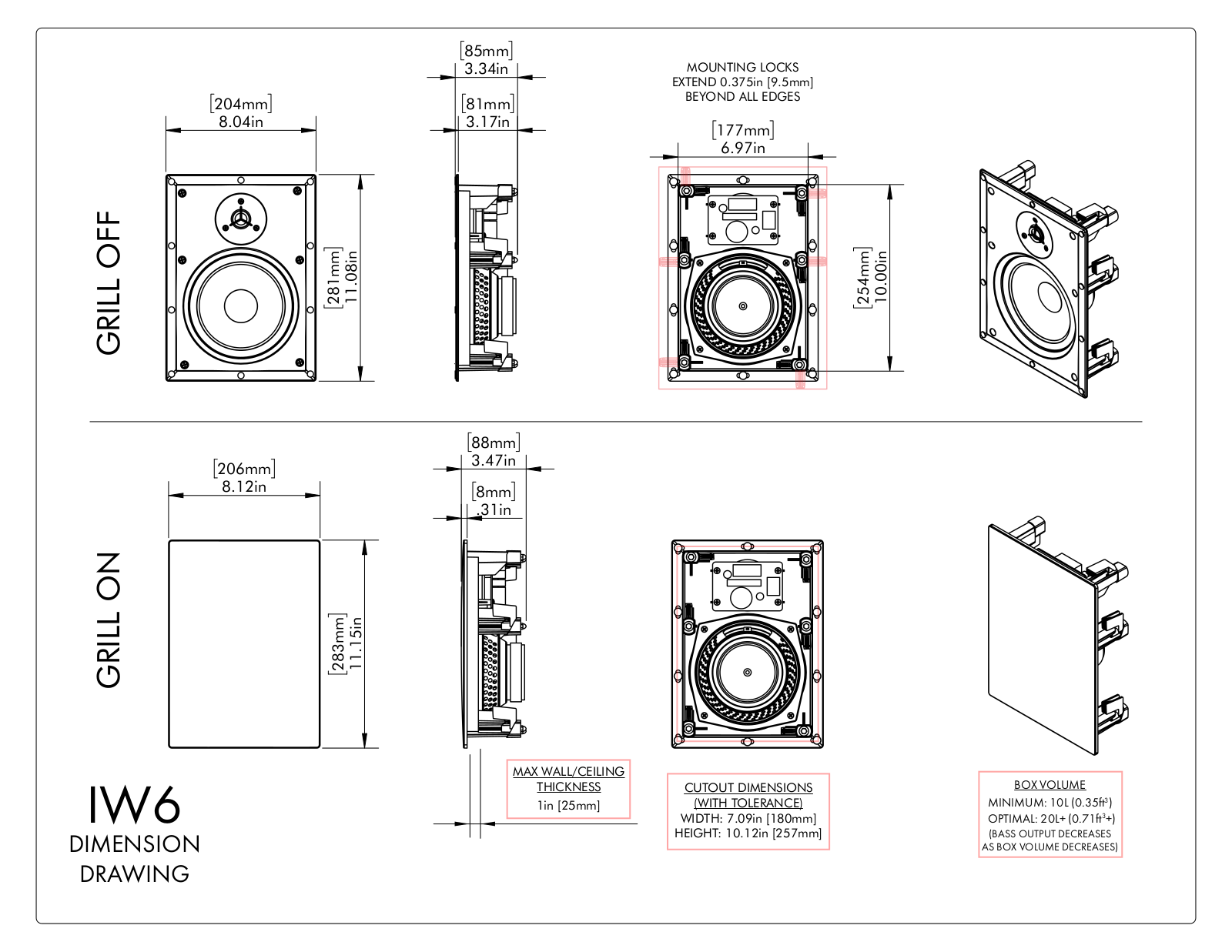 MartinLogan IW6 Dimension Drawing