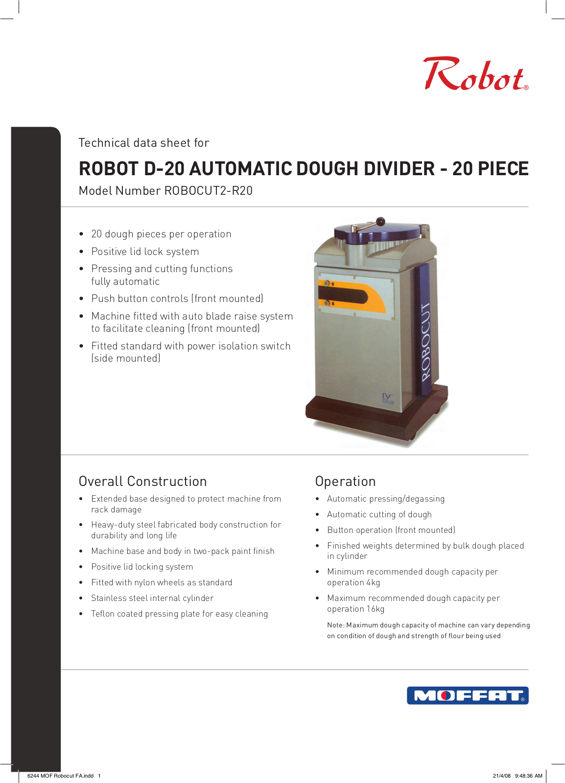 Moffat ROBOCUT2-R20 User Manual