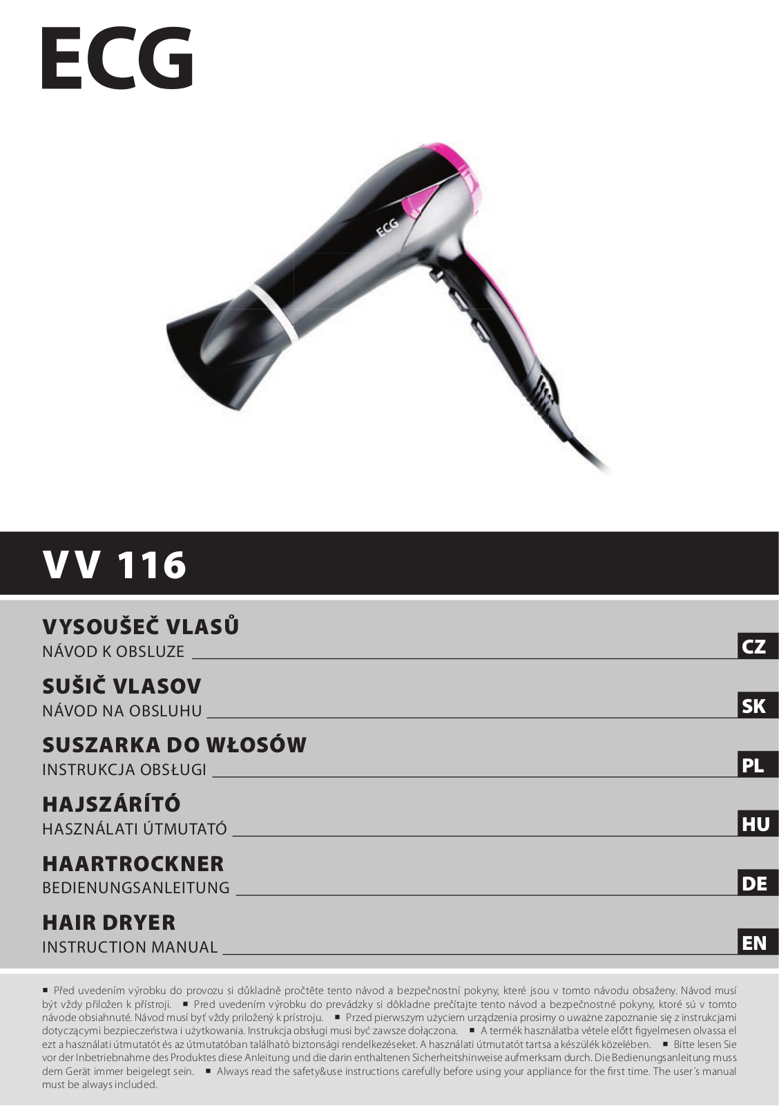 ECG VV 116 User Manual