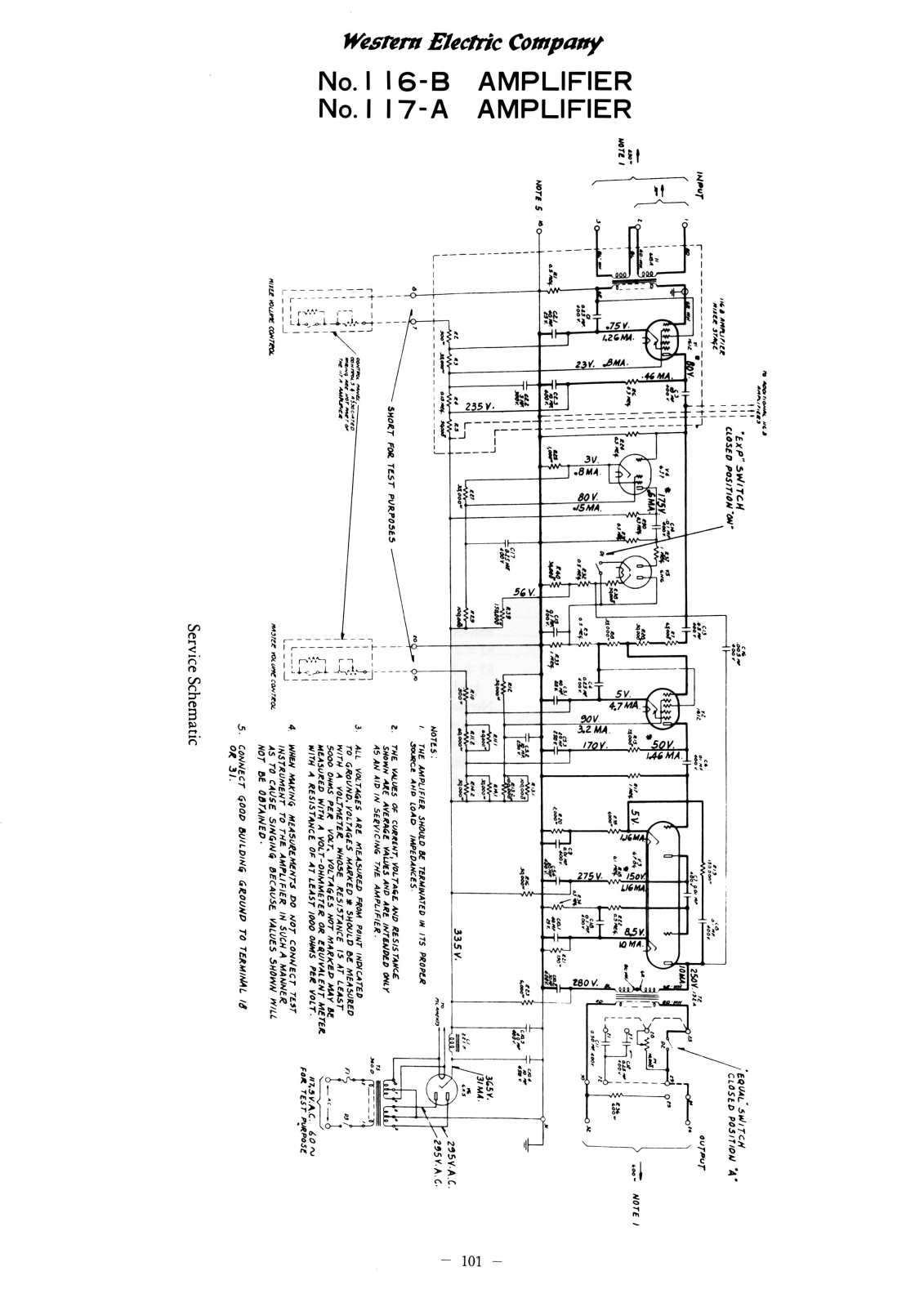 Western Electric 116-B, 117-A Schematic