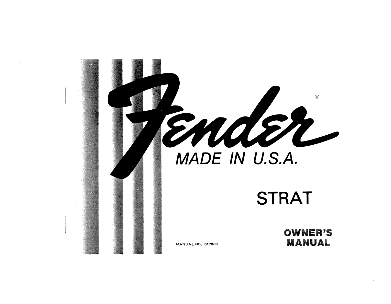 Fender STRAT-1980 Operation Manual