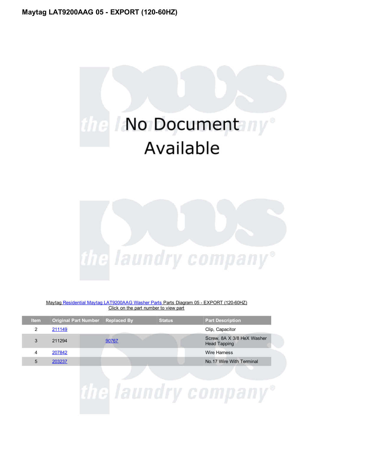 Maytag LAT9200AAG Parts Diagram