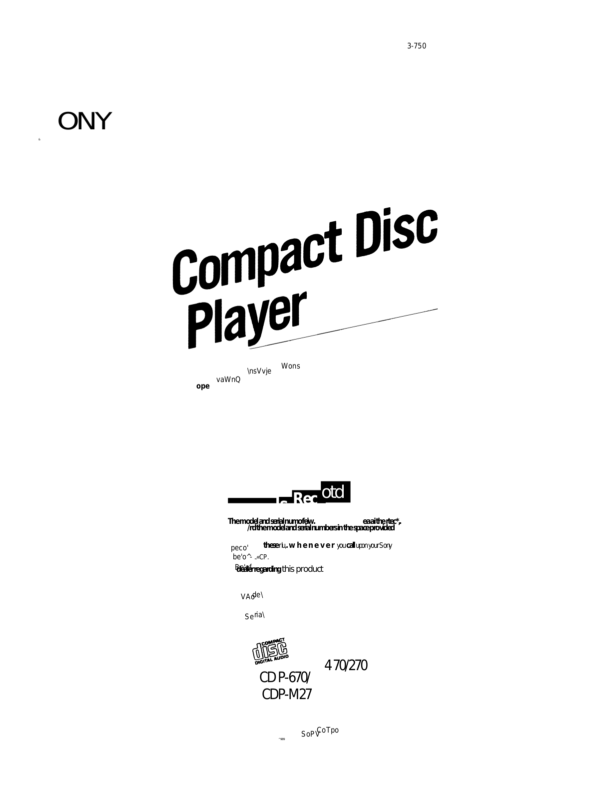 Sony CDP-670 User Manual
