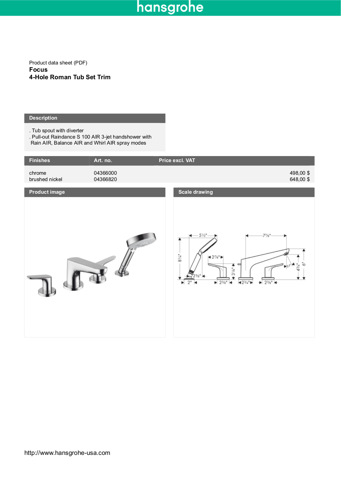 Hansgrohe HAN3149 Specifications - ManualMachine.com
