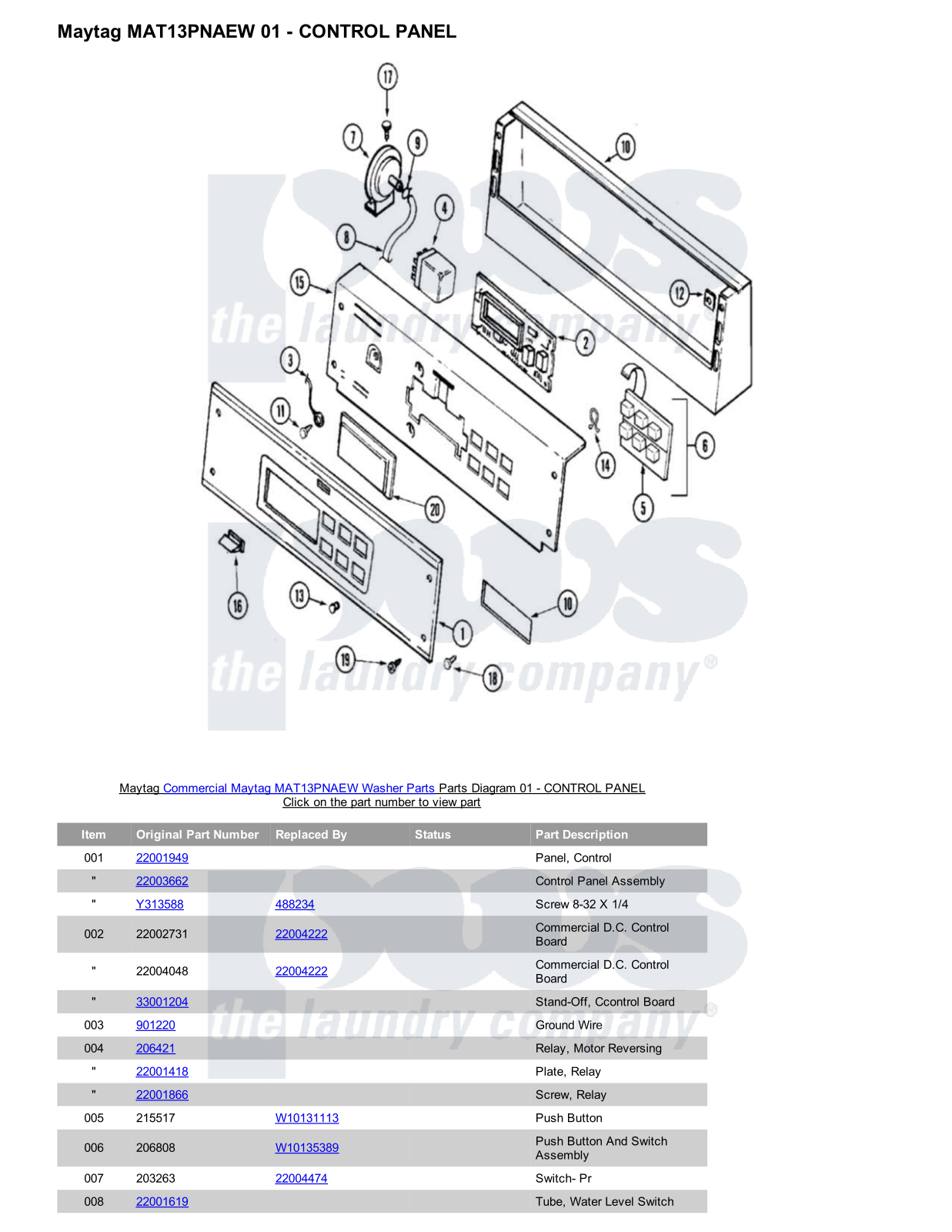 Maytag MAT13PNAEW Parts Diagram