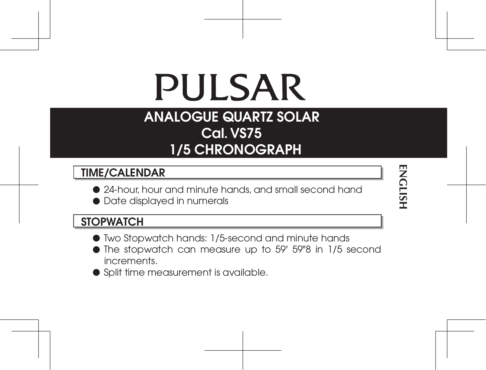 Pulsar PX5005X1, PX5019X1, PX5059X1 Instruction manual