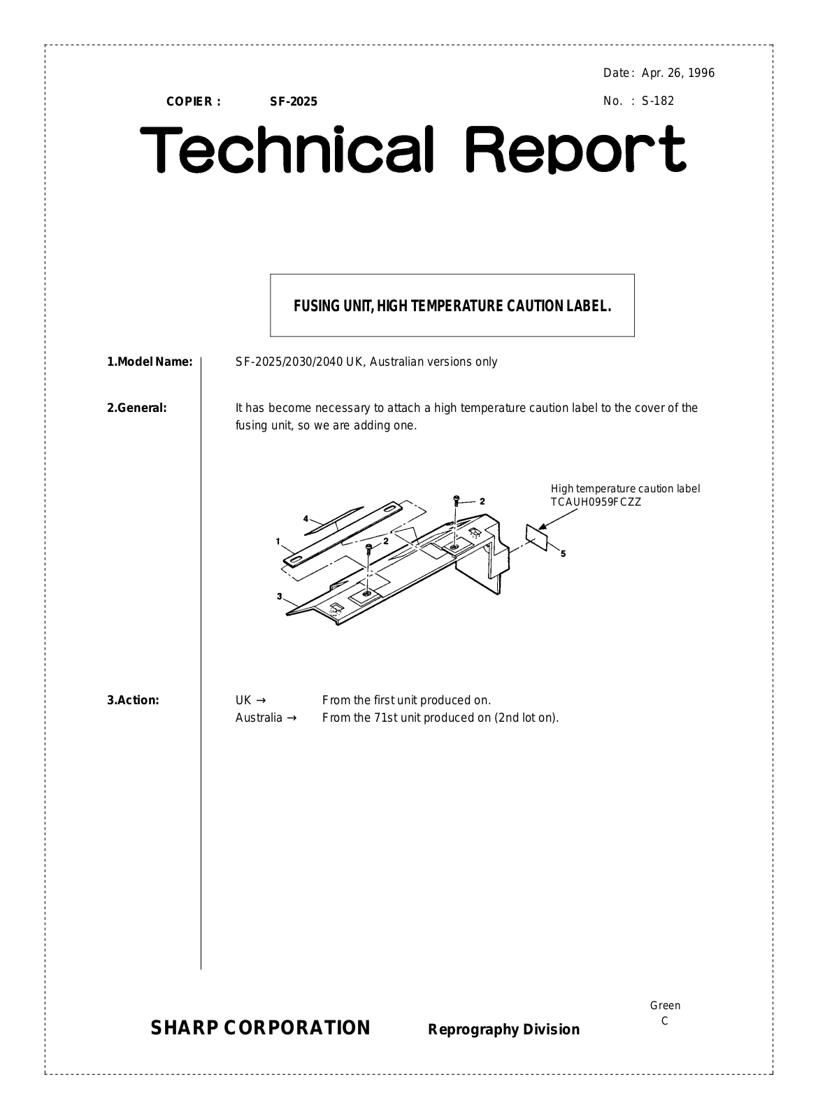 SHARP S182 Technical Report