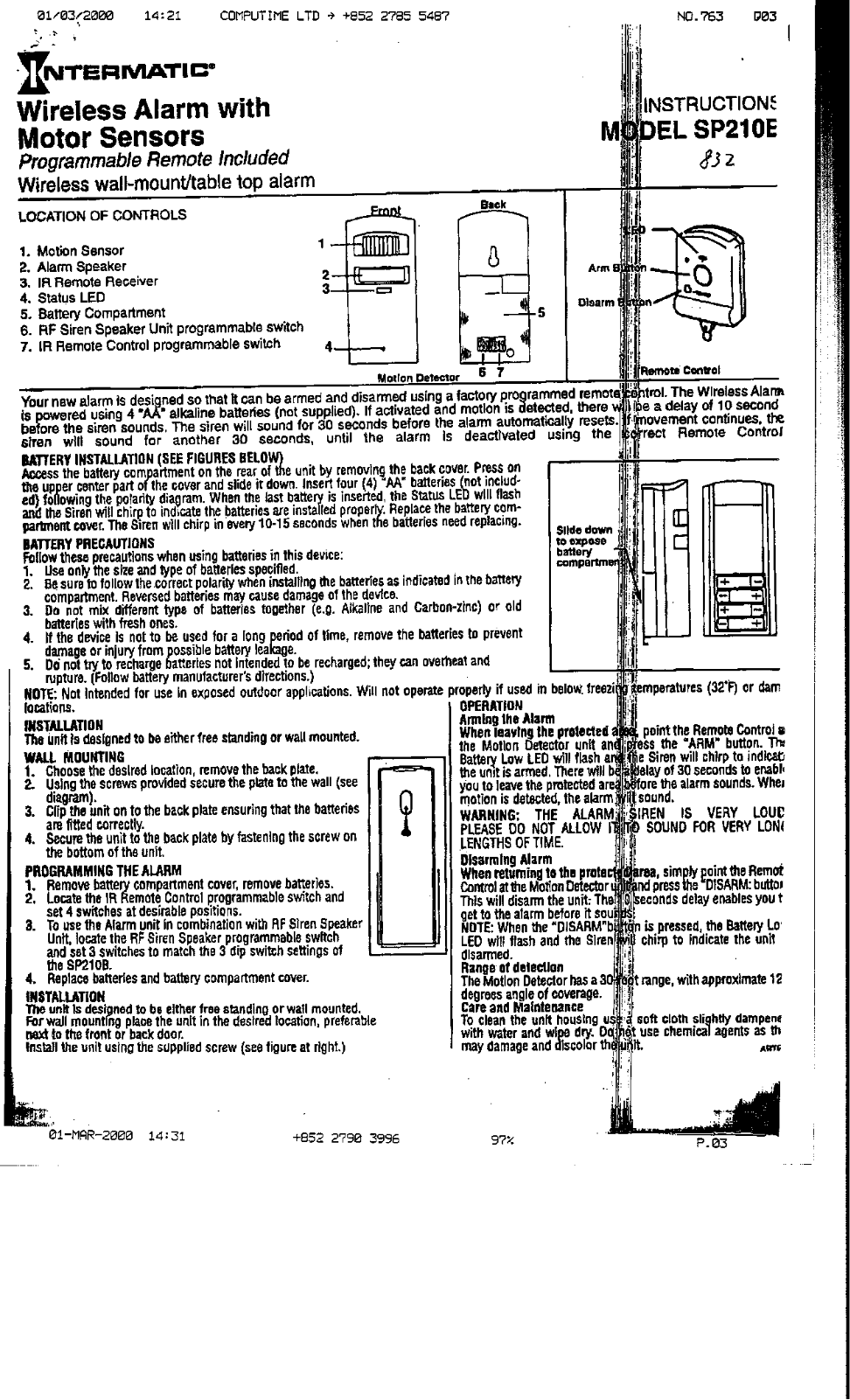 Computime SP210B User Manual