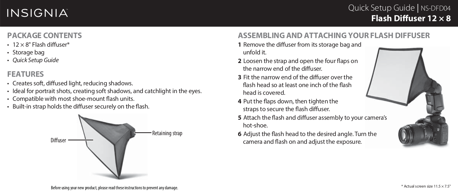 Insignia NS-DFD04 Quick Setup Manual