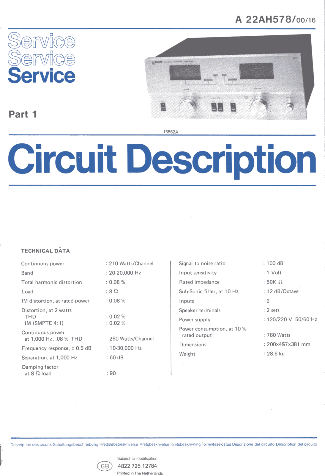 Philips a22ah578 schematic