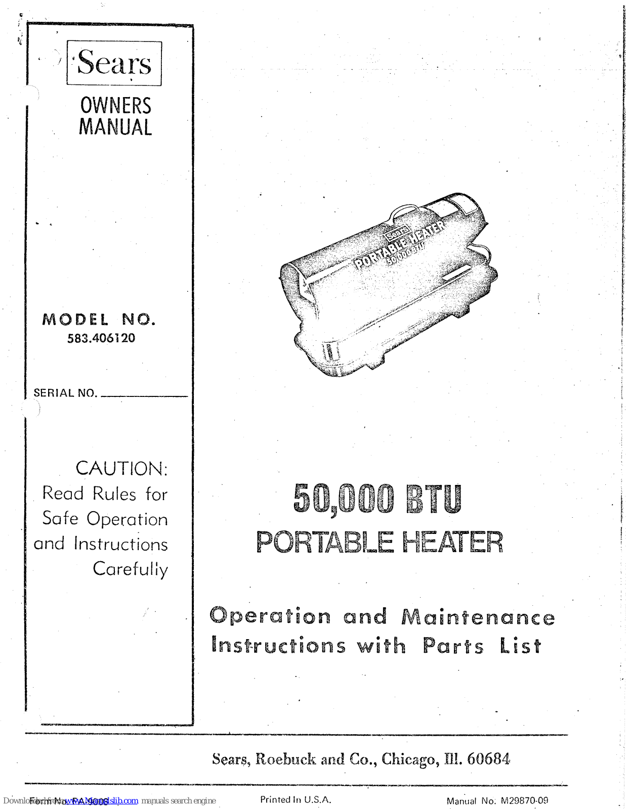 Sears 583.406120 Owner's Manual