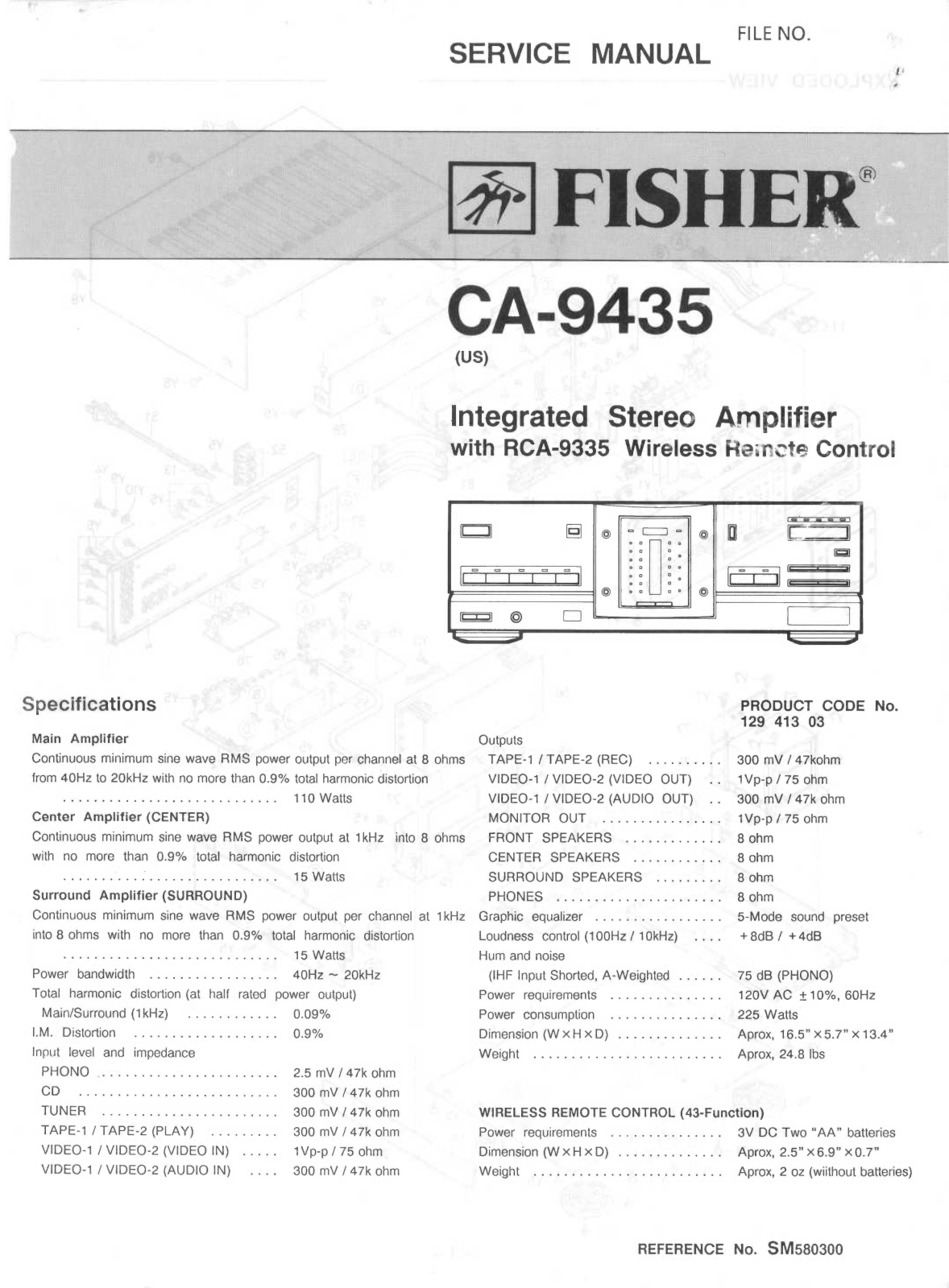 Fisher CA-9435 Service Manual