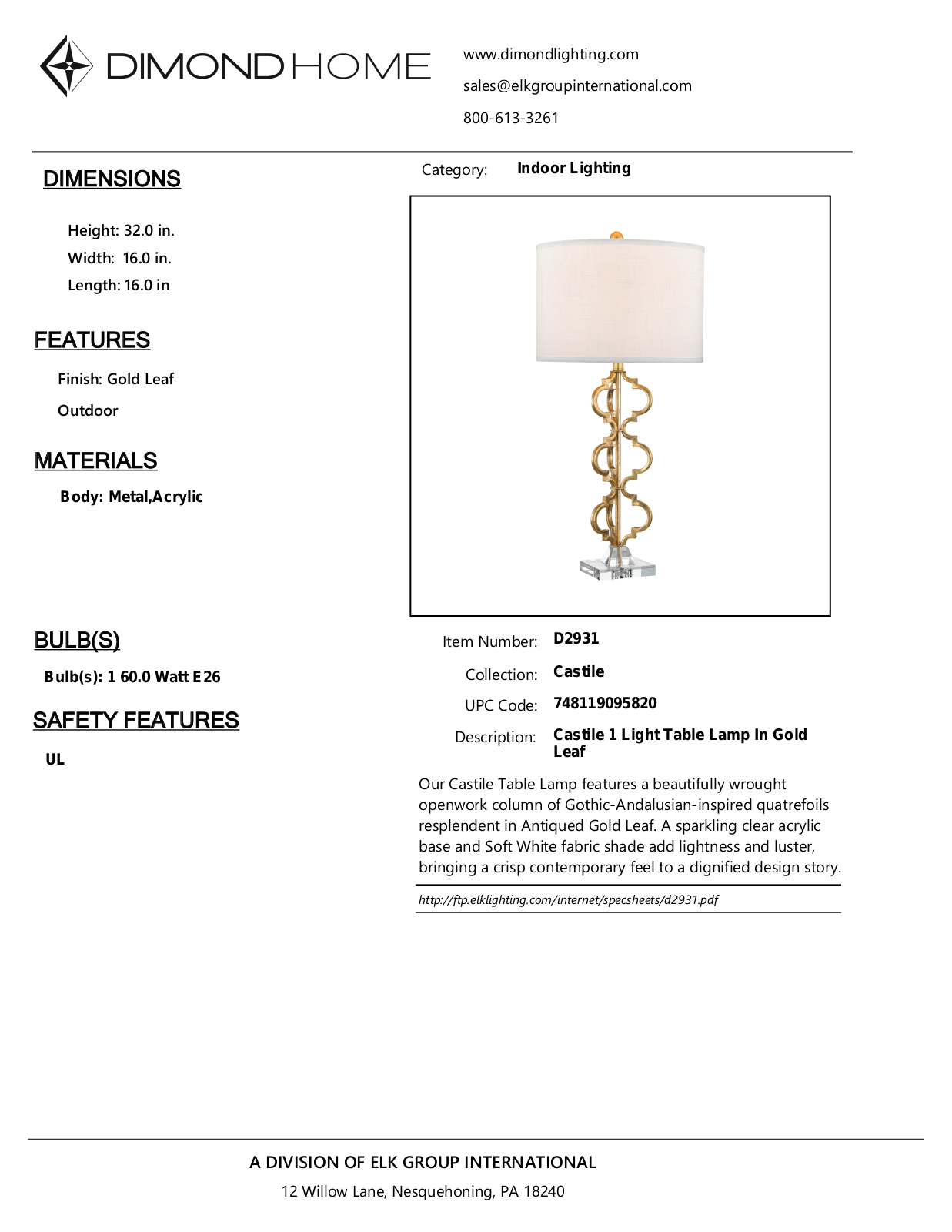 ELK Home D2931 User Manual