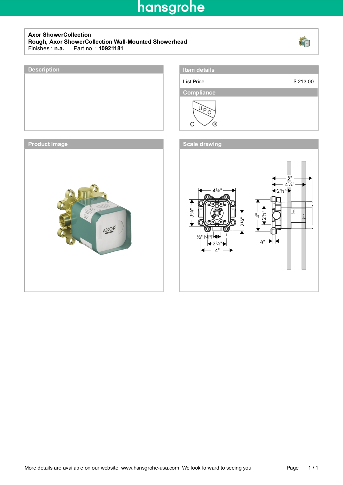 AXOR 10921181 User Manual