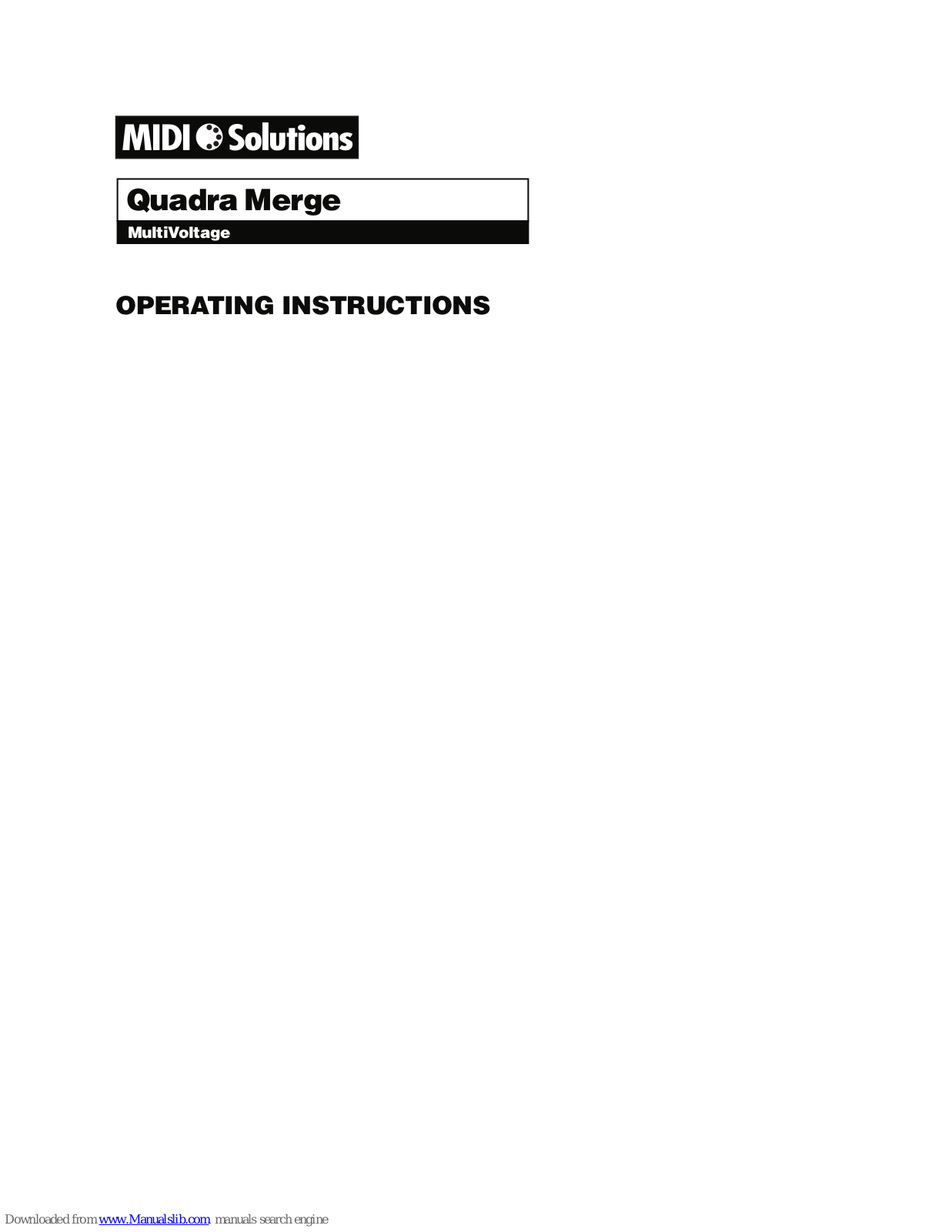 Midi Solutions MultiVoltage Quadra Merge Operating Instructions