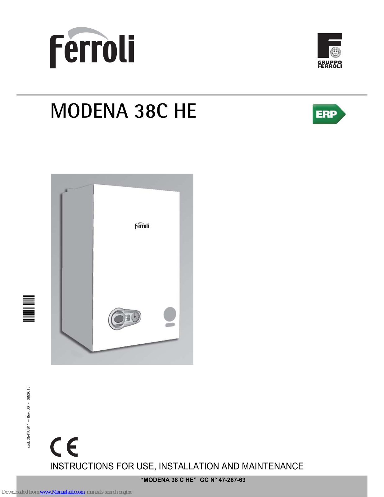 Ferroli MODENA 38C HE Instructions For Use, Installation & Maintenance