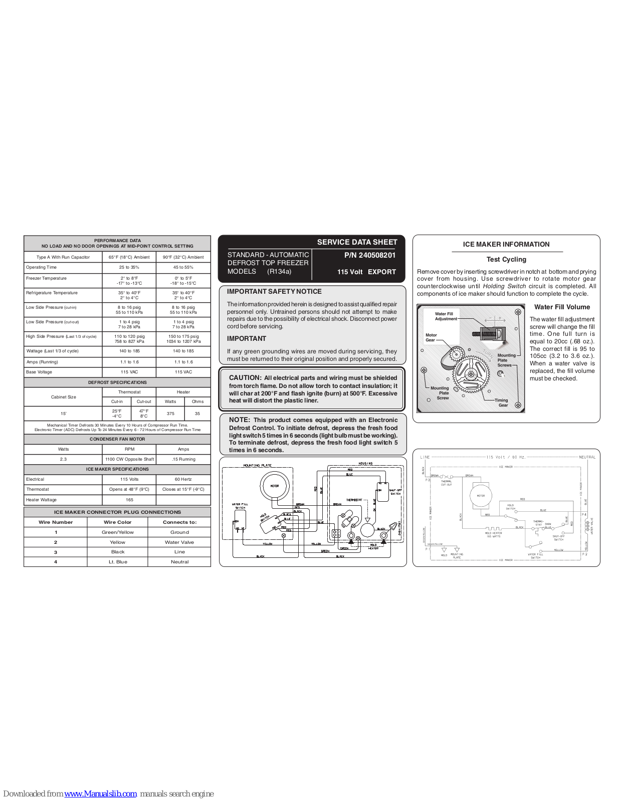 Frigidaire FRTG16X6AW1 Service Data Sheet