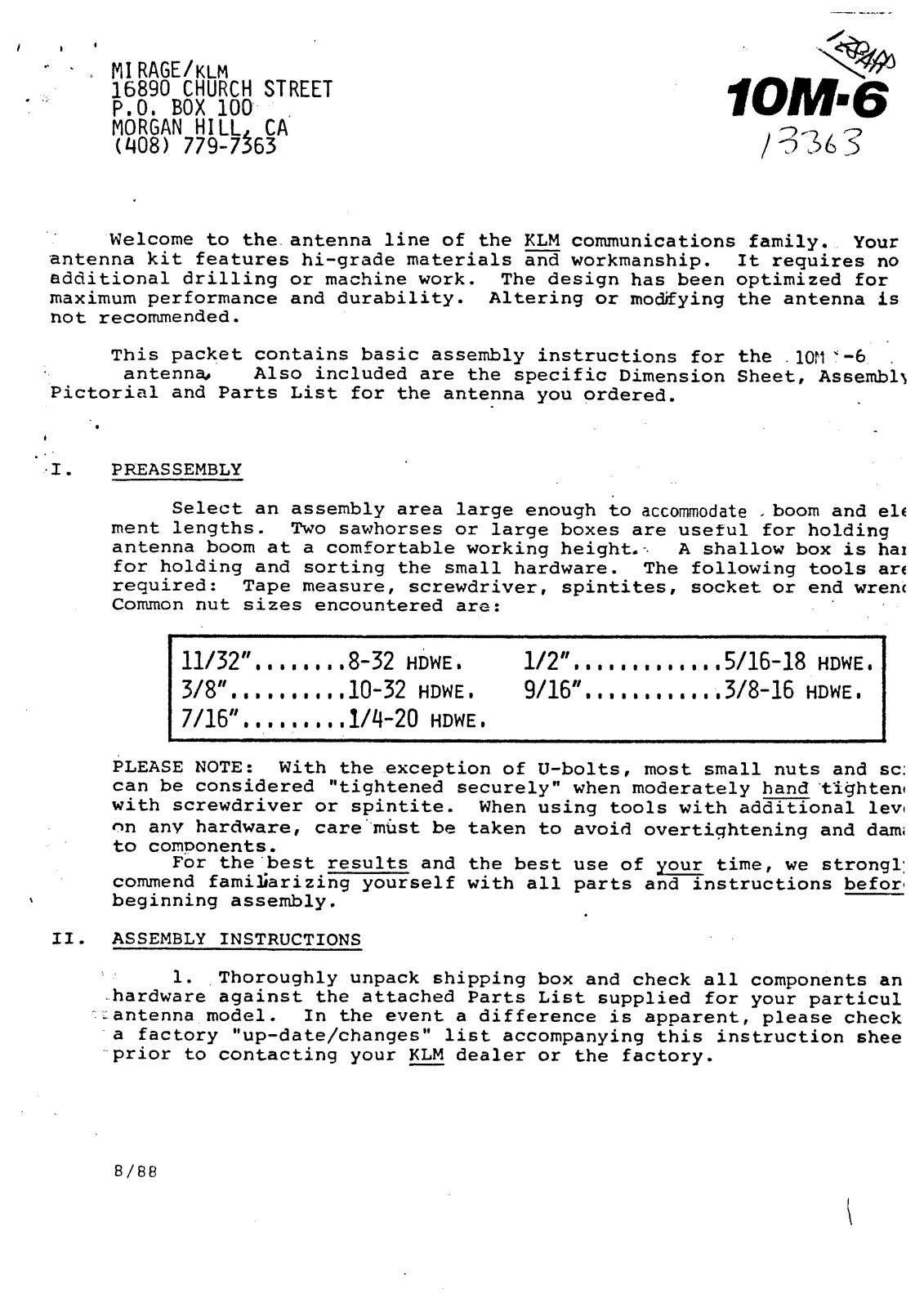 KLM 10M-6 Service manual