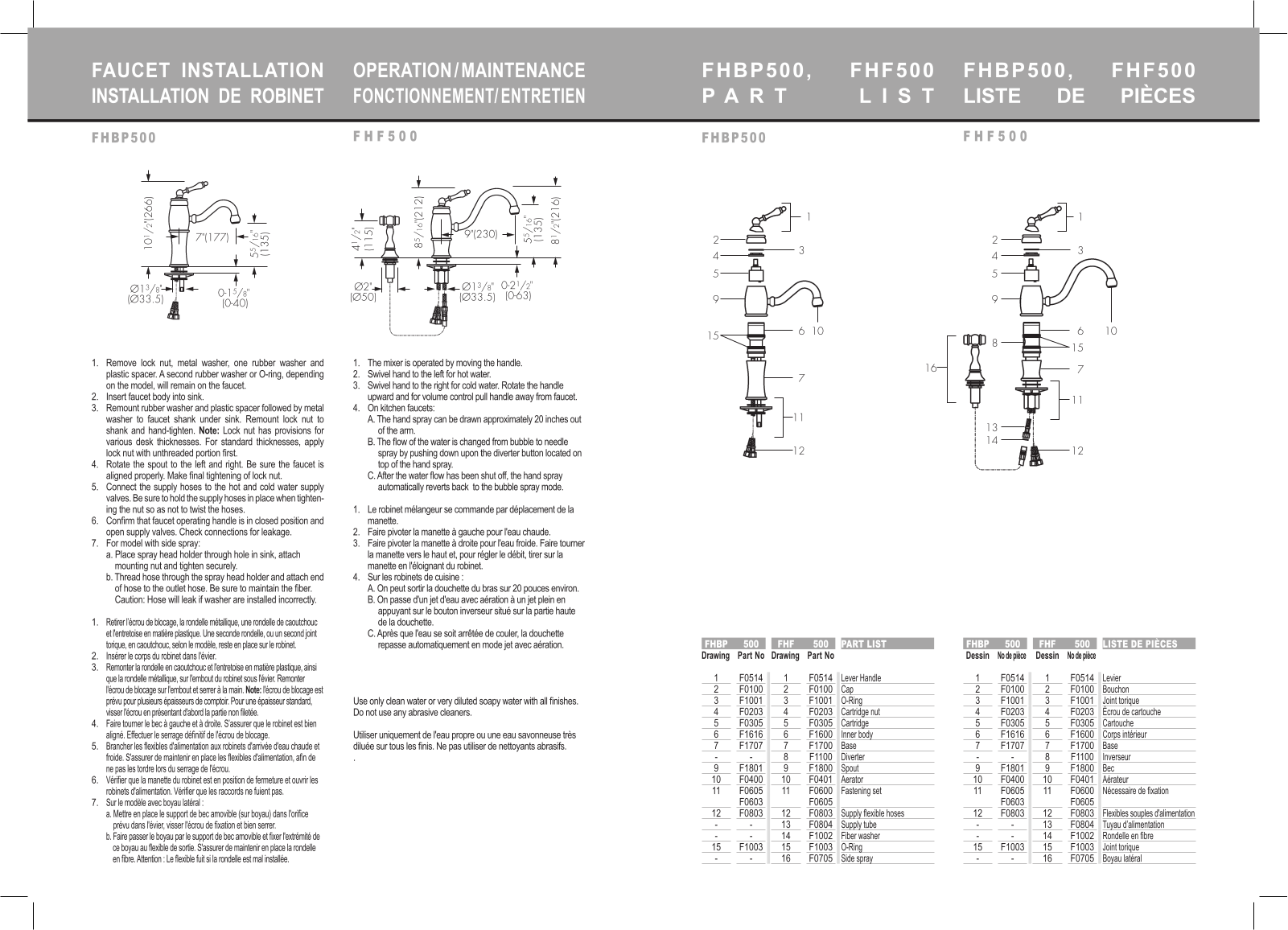 Franke Foodservice FHBP500 Installation  Manual