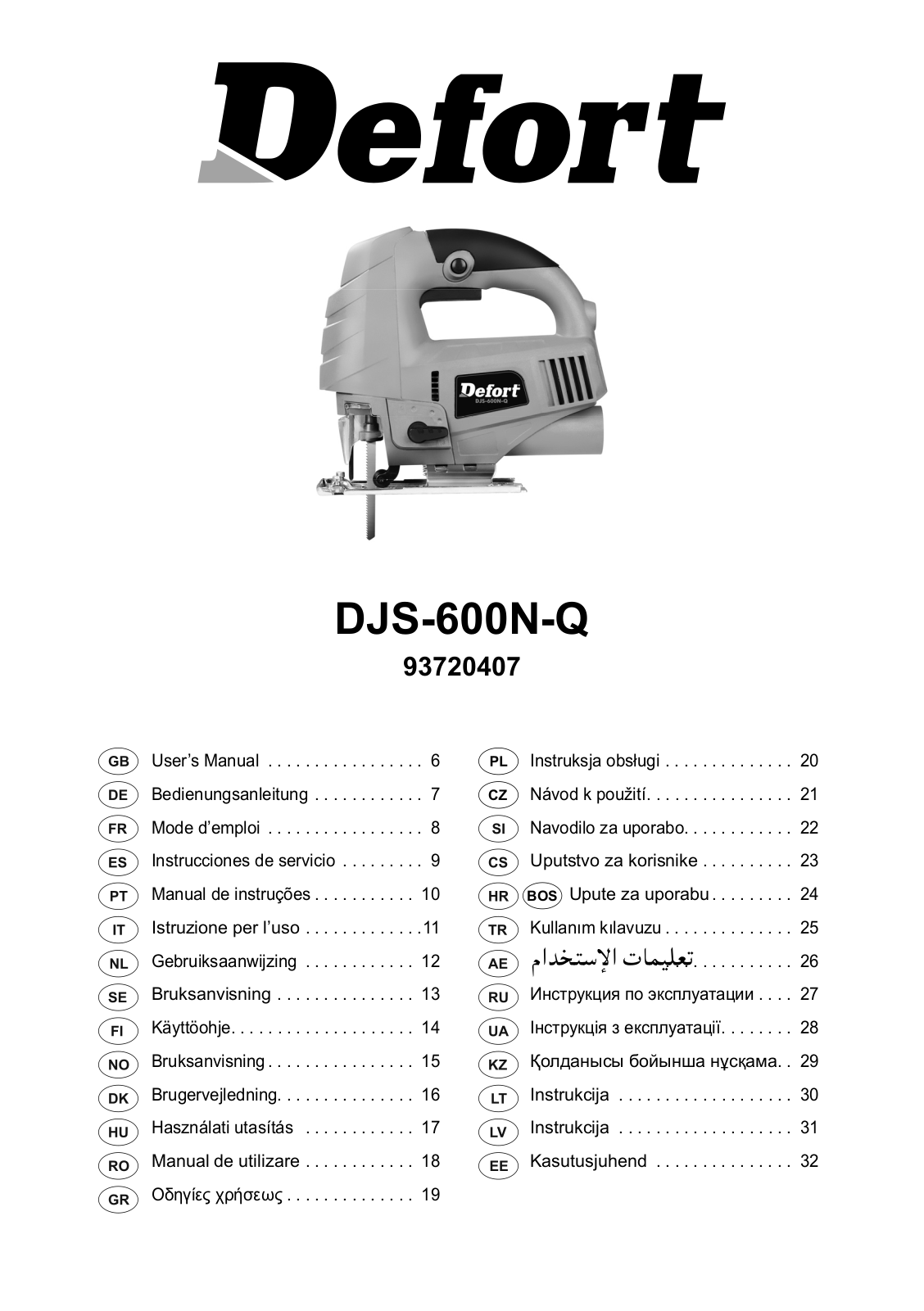 Defort DJS-615N-Q User Manual