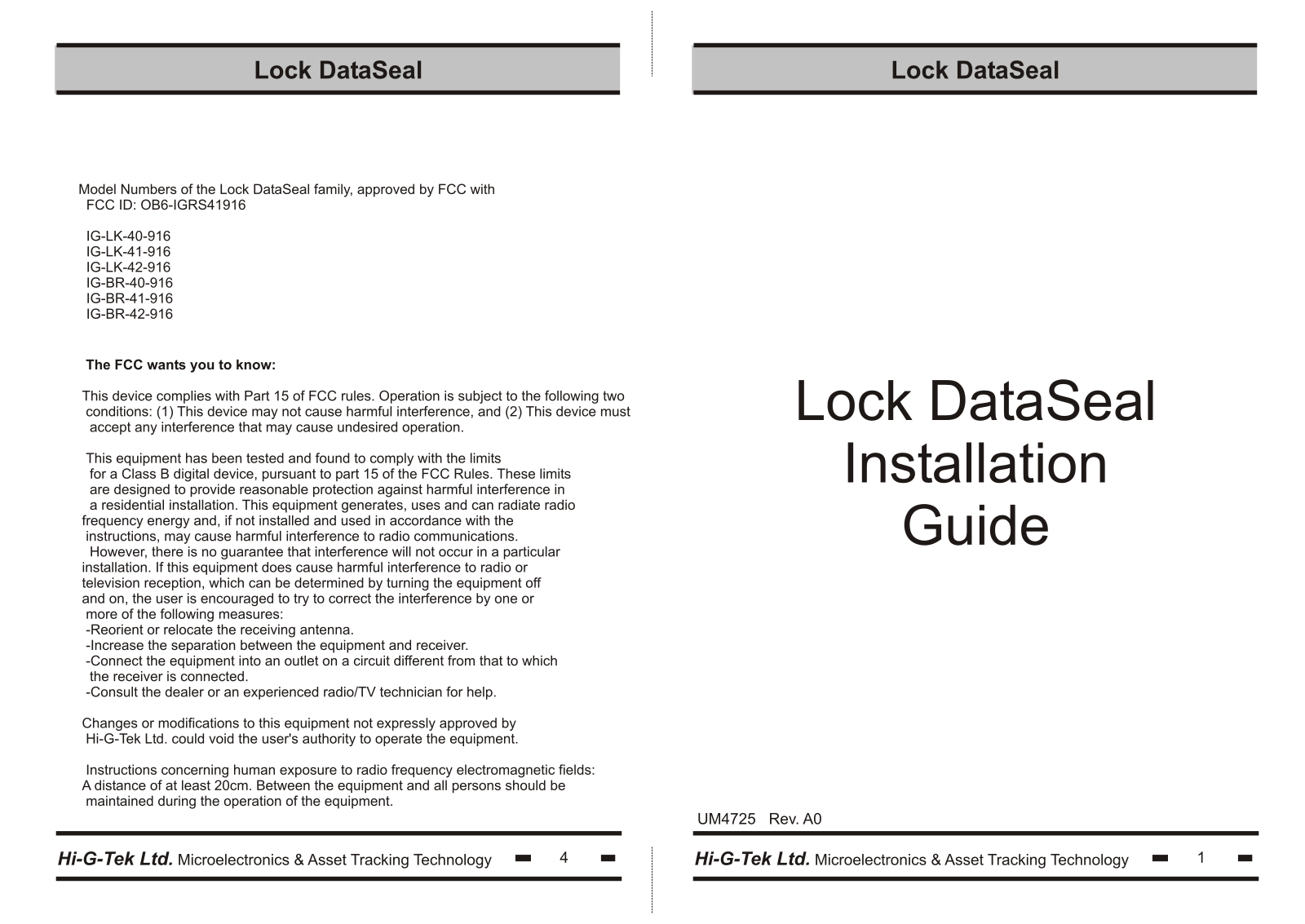 Hi G Tek IGRS41916 Users Manual