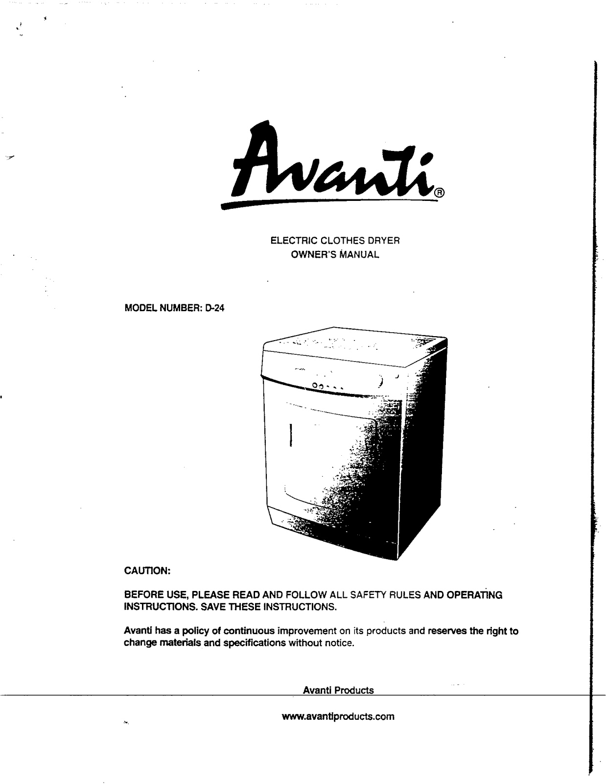 Avanti D-24 User Manual