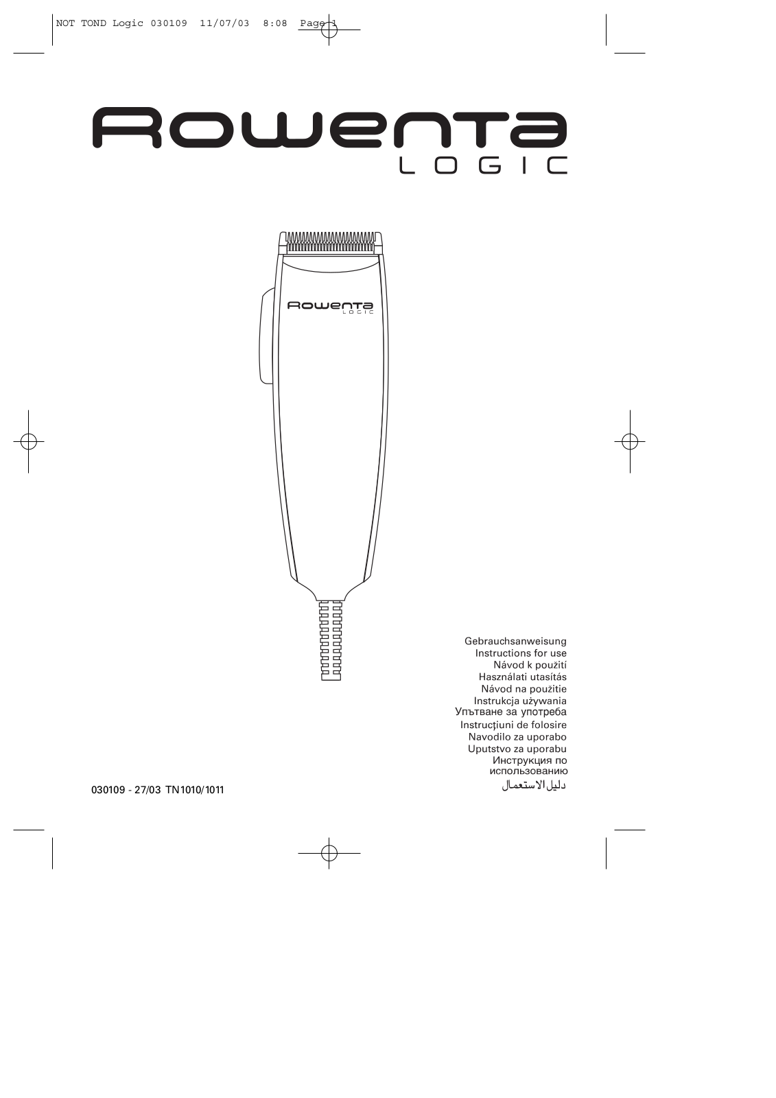 Rowenta TN 1011 User Manual