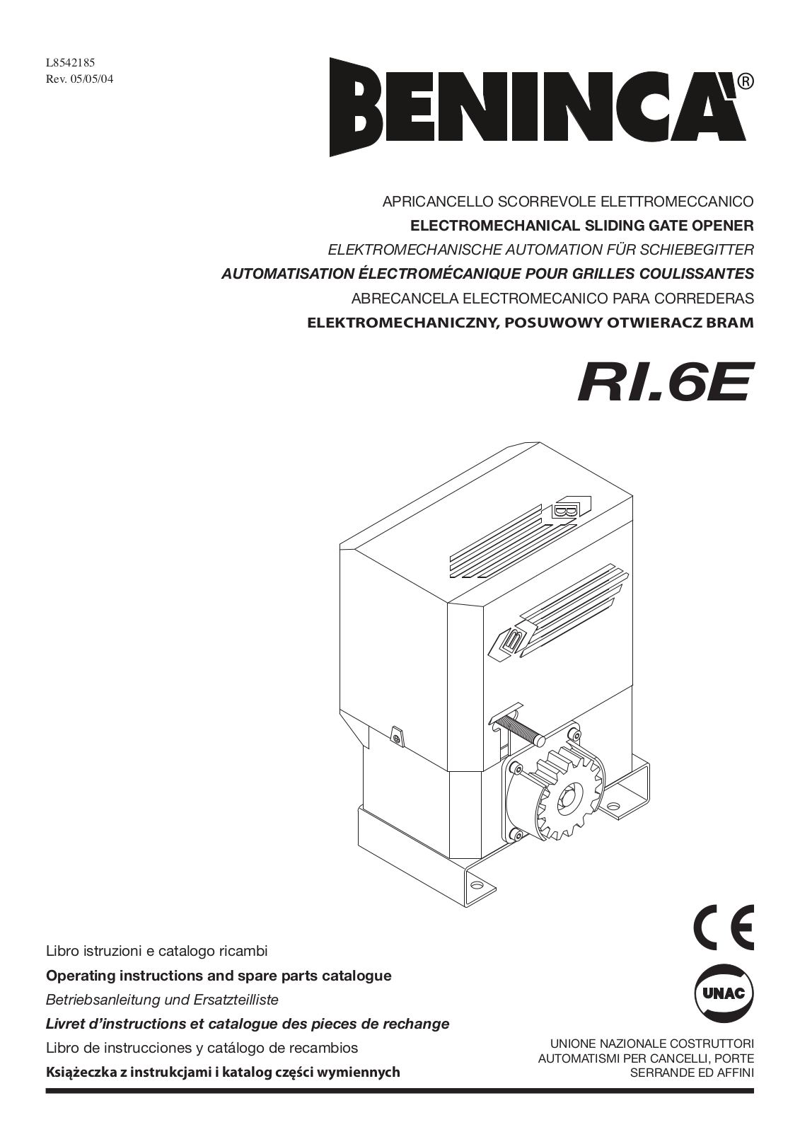 Beninca RI 6E User Manual