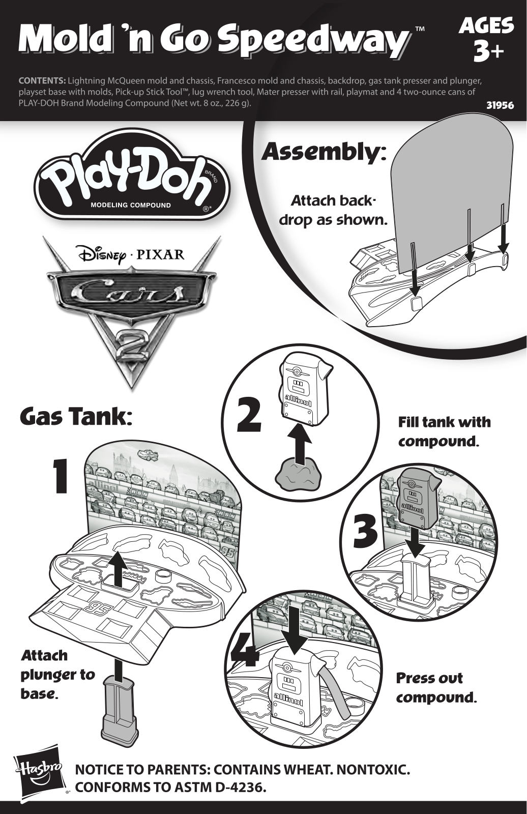 HASBRO Play Doh Cars 2 Mold'n Go Speedway User Manual