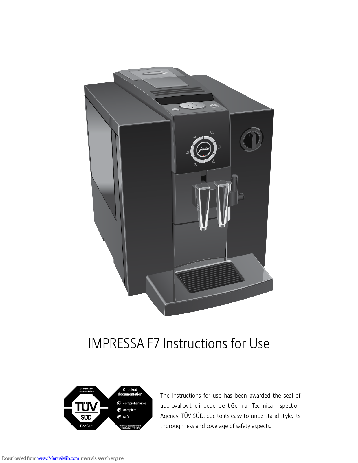 Jura Impressa F Instructions For Use Manual