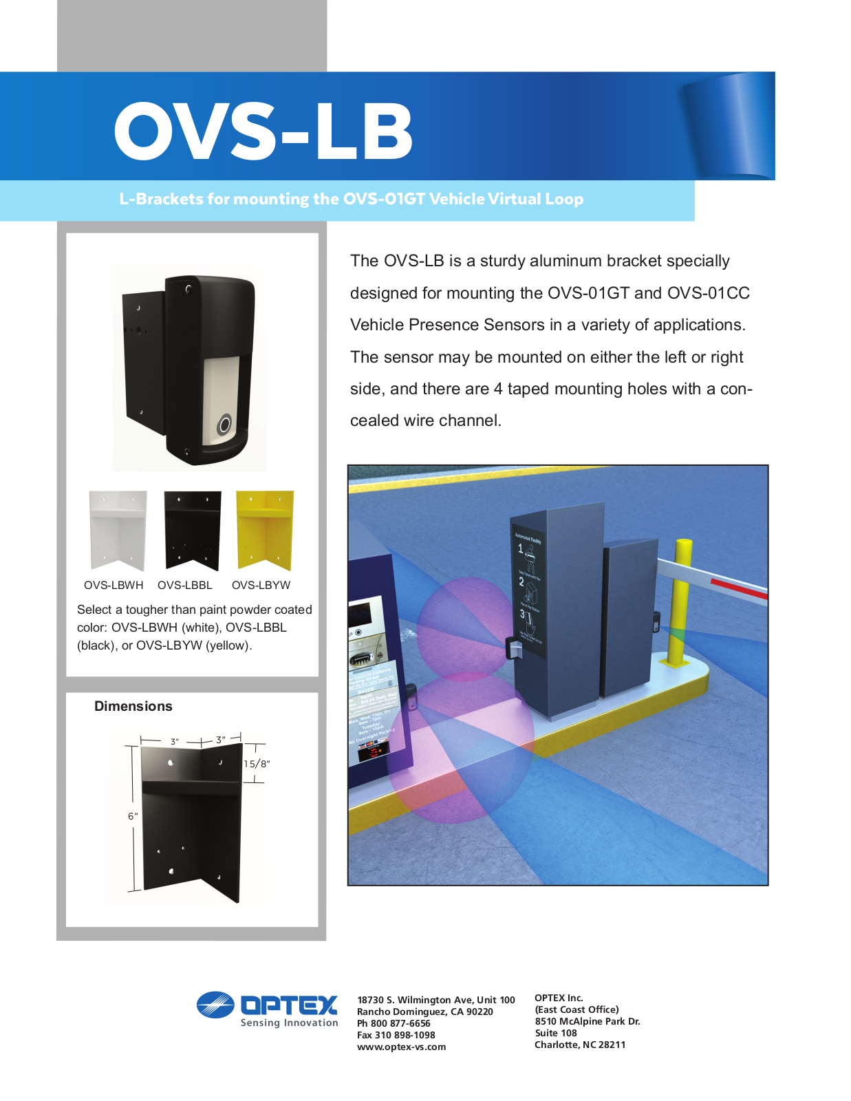 Optex OVS-LBBL, OVS-LBWH, OVS-LBYW Specsheet